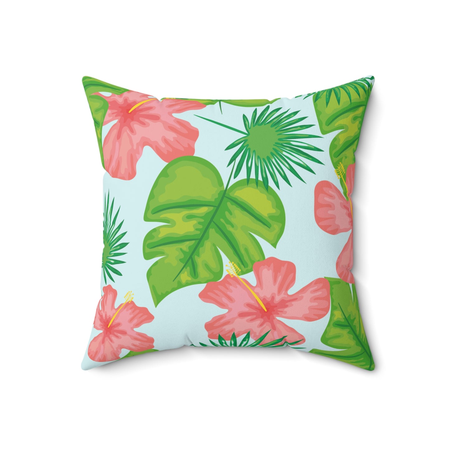Tropical Island Printed Square Pillow Cover with Insert - Multiple Sizes (14"x14", 16"x16", 18"x18", 20"x20"), Includes insert and zipper closure