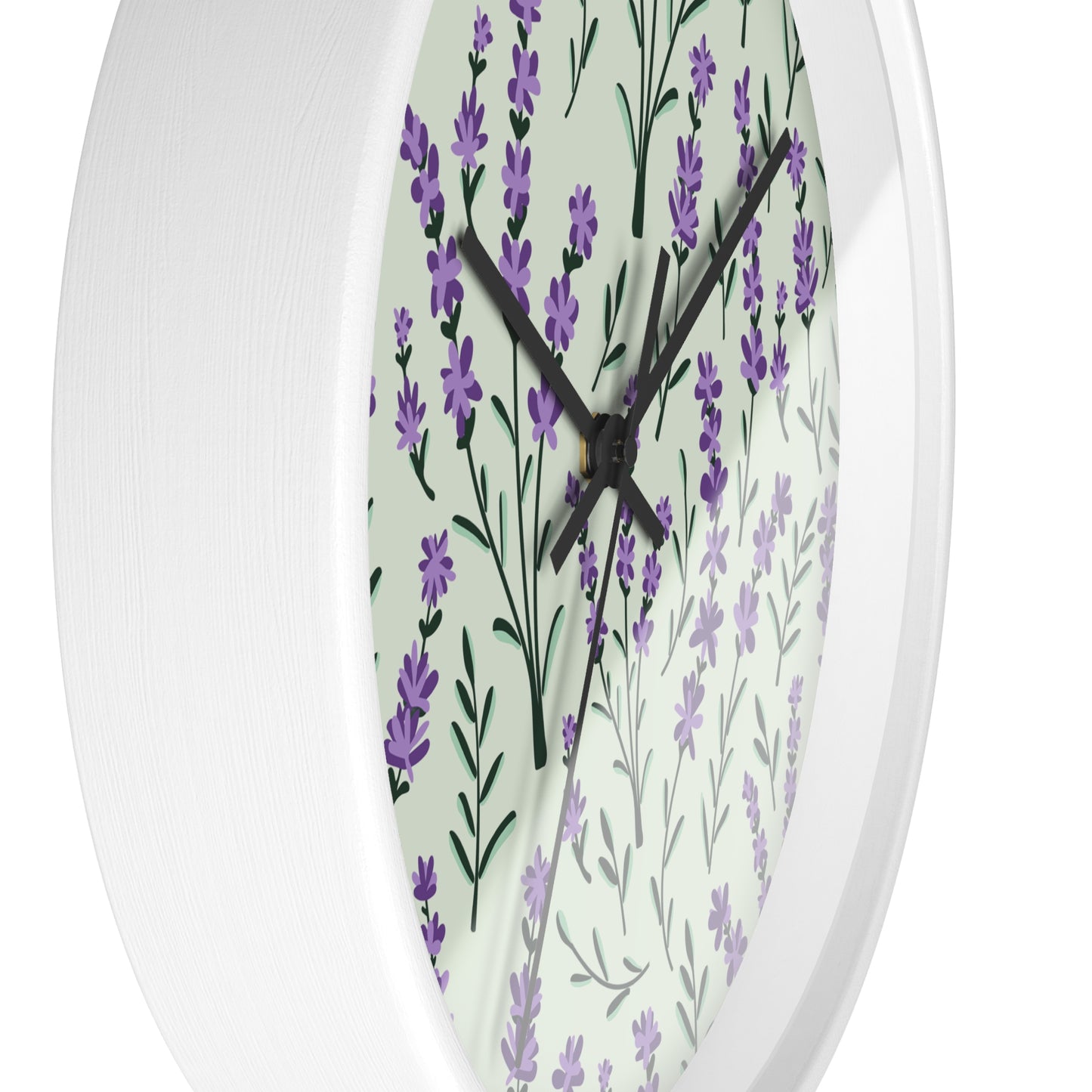 Lavender Sage Wall Clock - Select from Black, White or Natural Wood Color