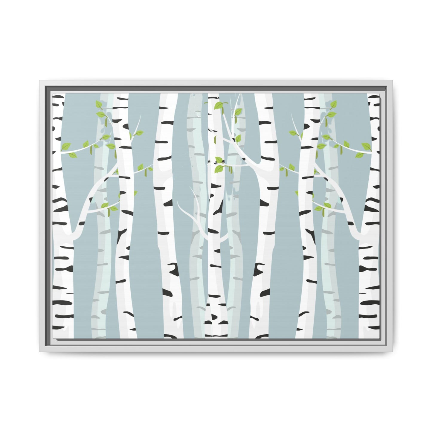 White Birch Framed Matte Canvas Art - Multiple Frame Colors & Size Options