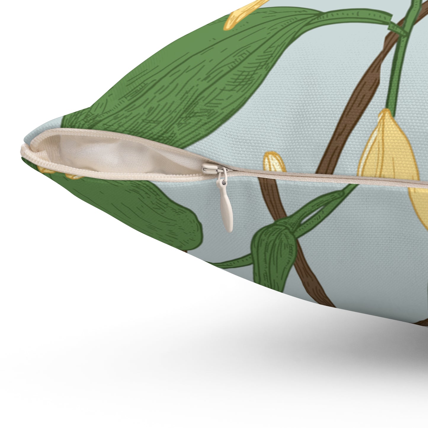 Vanilla Bean Printed Square Pillow Cover with Insert - Multiple Sizes (14"x14", 16"x16", 18"x18", 20"x20"), Includes insert and zipper closure