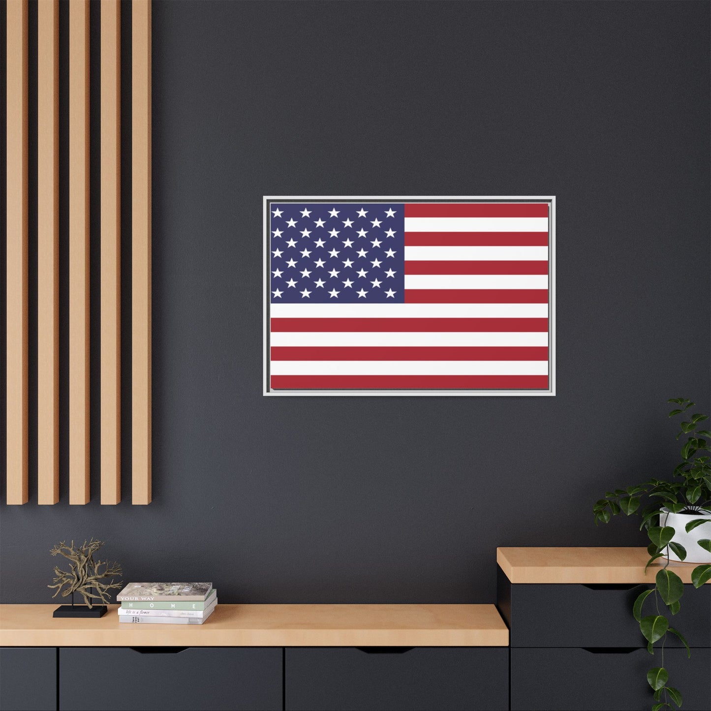 American Flag Framed Canvas Wall Art, Multiple Sizing Options with 1.25" depth - Patriotic Home Decor, USA Flag Artwork, Independence Day Decoration, Gift for Veterans