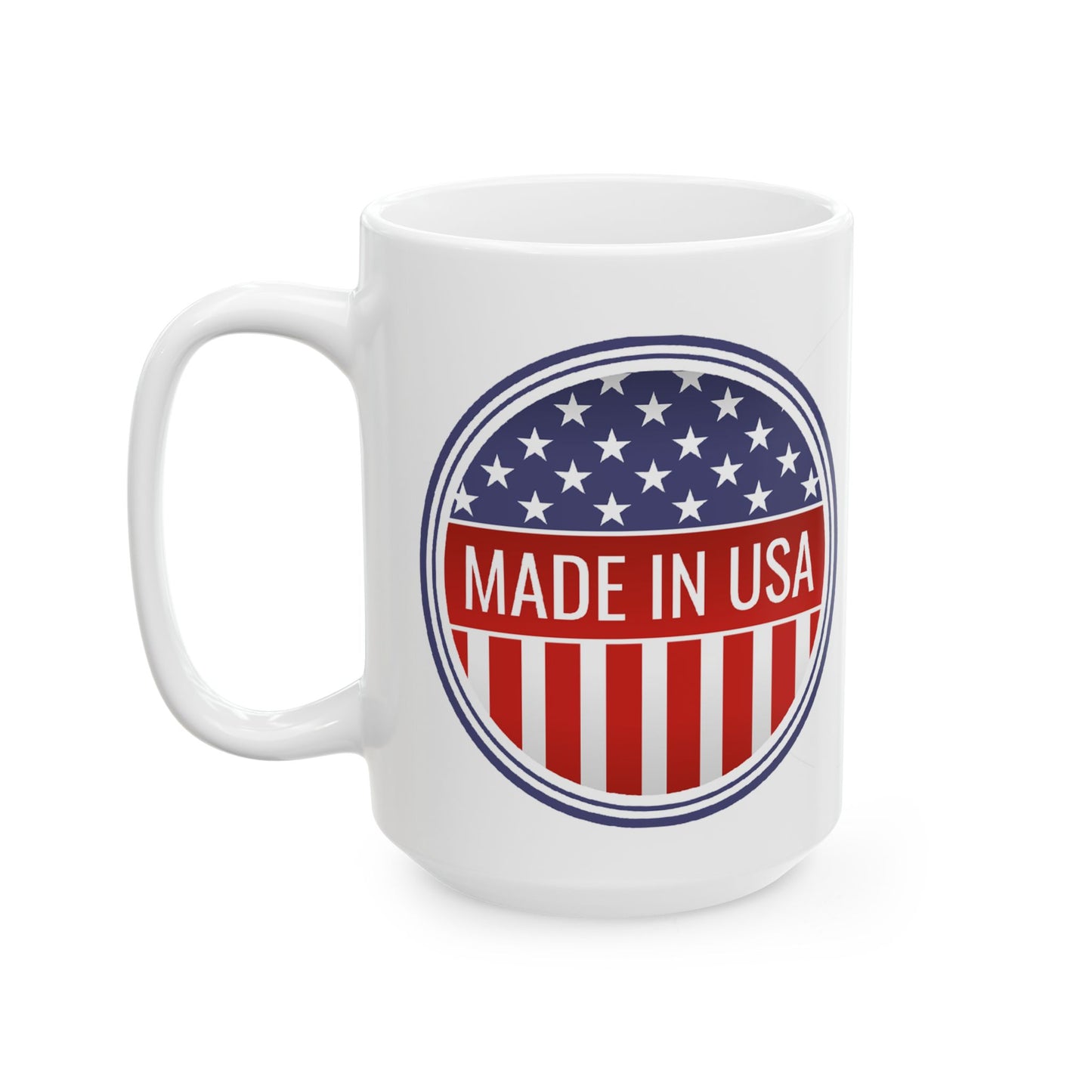 Made in USA Mug - 11 oz. & 15 oz. size options - Patriotic Ceramic Mug, Independence Day Gift, American Flag Coffee Cup, USA Drinkware
