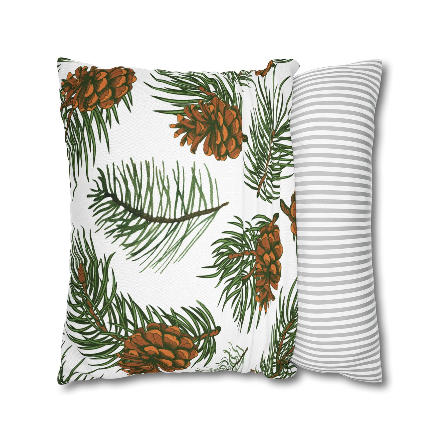 Needles & Cones Printed Square Pillow Cover (no insert) - Multiple Sizes (14"x14", 16"x16", 18"x18", 20"x20"), Includes zipper closure
