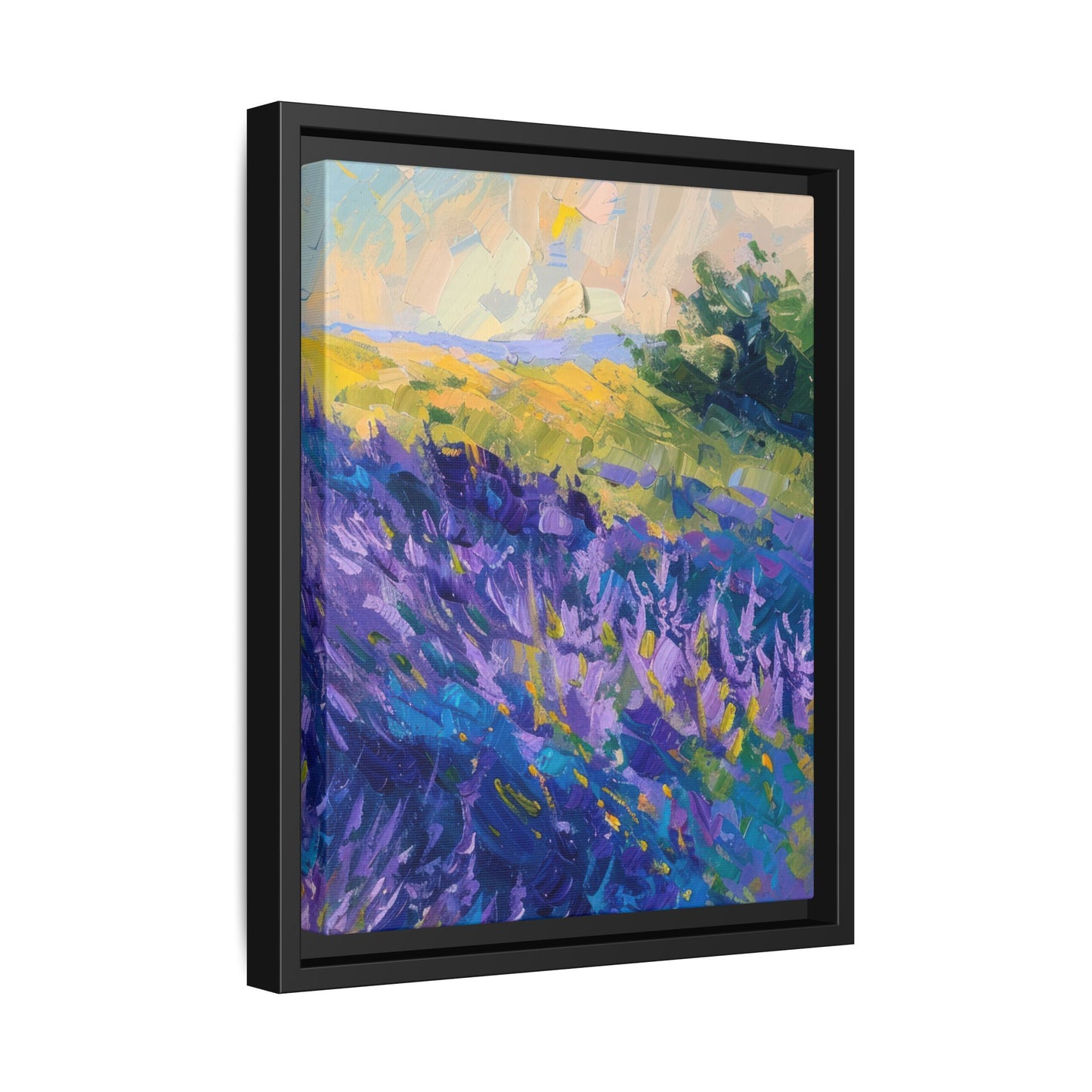 Lavender Fields Framed Matte Canvas Art - Multiple Frame Colors & Size Options