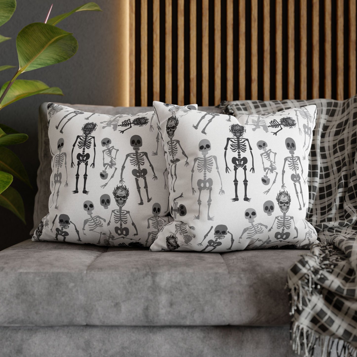 Skeletons Pillow Cover (no insert) - Multiple Sizes (14"x14", 16"x16", 18"x18", 20"x20") - Halloween Home Decor, Skeleton Throw Pillow, Halloween Throw Pillow Cover, Spooky Gift Idea, Unique Pillow Cover - Price for 1 pillow cover
