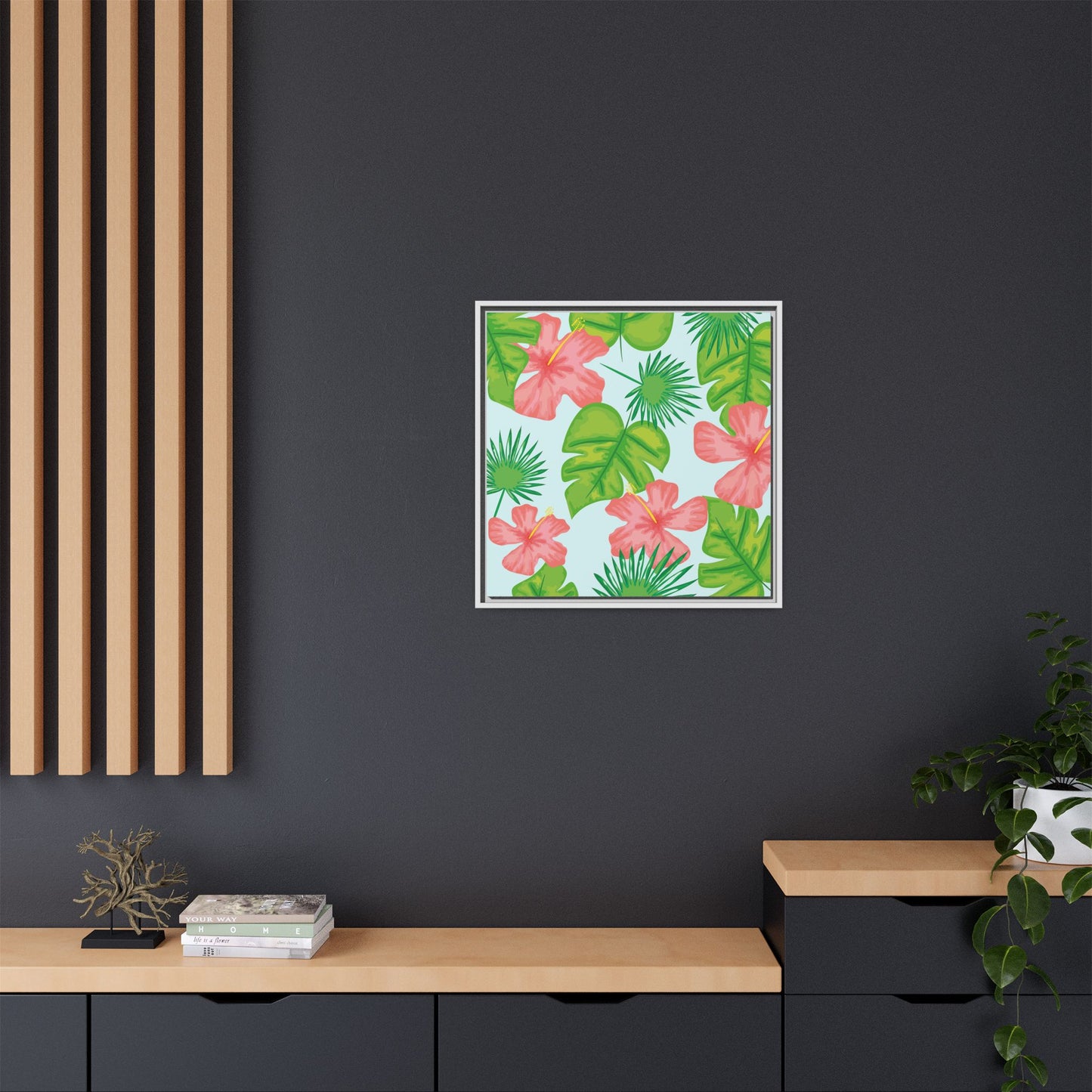 Tropical Island Framed Matte Canvas Art - Multiple Frame Colors & Size Options