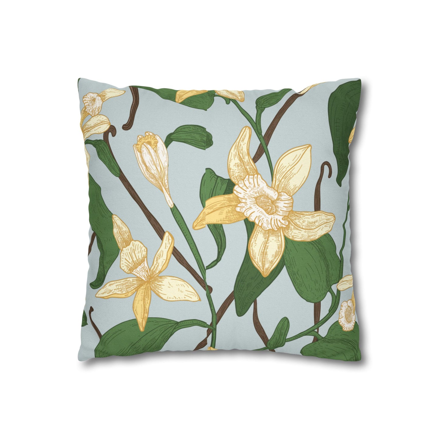 Vanilla Bean Printed Square Pillow Cover (no insert) - Multiple Sizes (14"x14", 16"x16", 18"x18", 20"x20"), Includes zipper closure