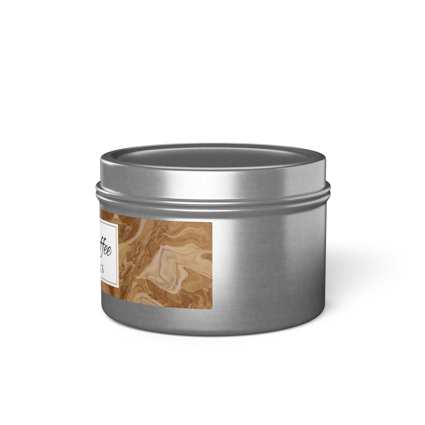 Fresh Coffee Scented Coconut Soy Wax Candle, 4 oz. Silver Tin Jar with Lid - Cozy Home Decor, Garamond, Coffee Lover Gift, Relaxing Coffee Candle