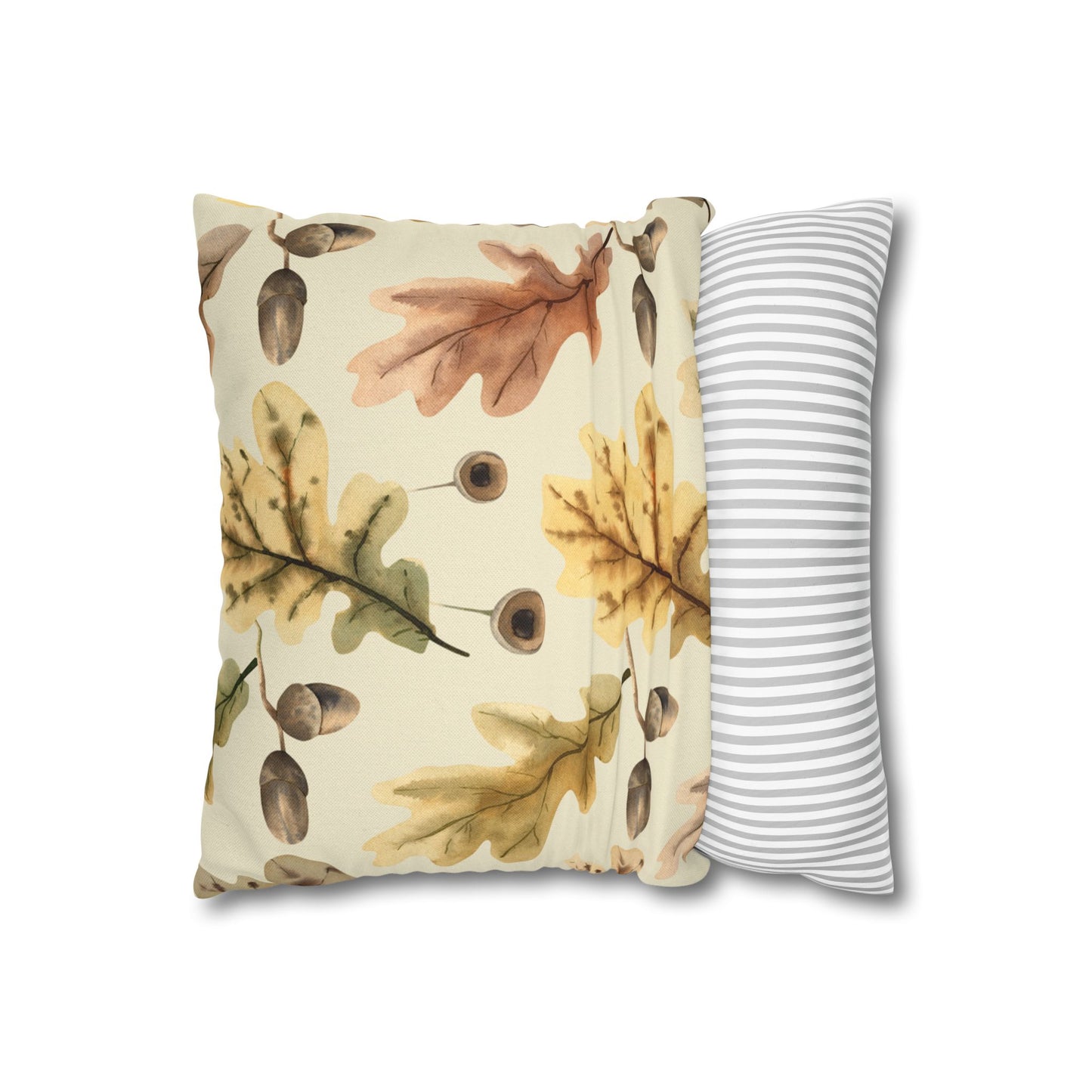 Oak Leaves Printed Square Pillow Cover (no insert) - Multiple Sizes (14"x14", 16"x16", 18"x18", 20"x20"), Includes zipper closure