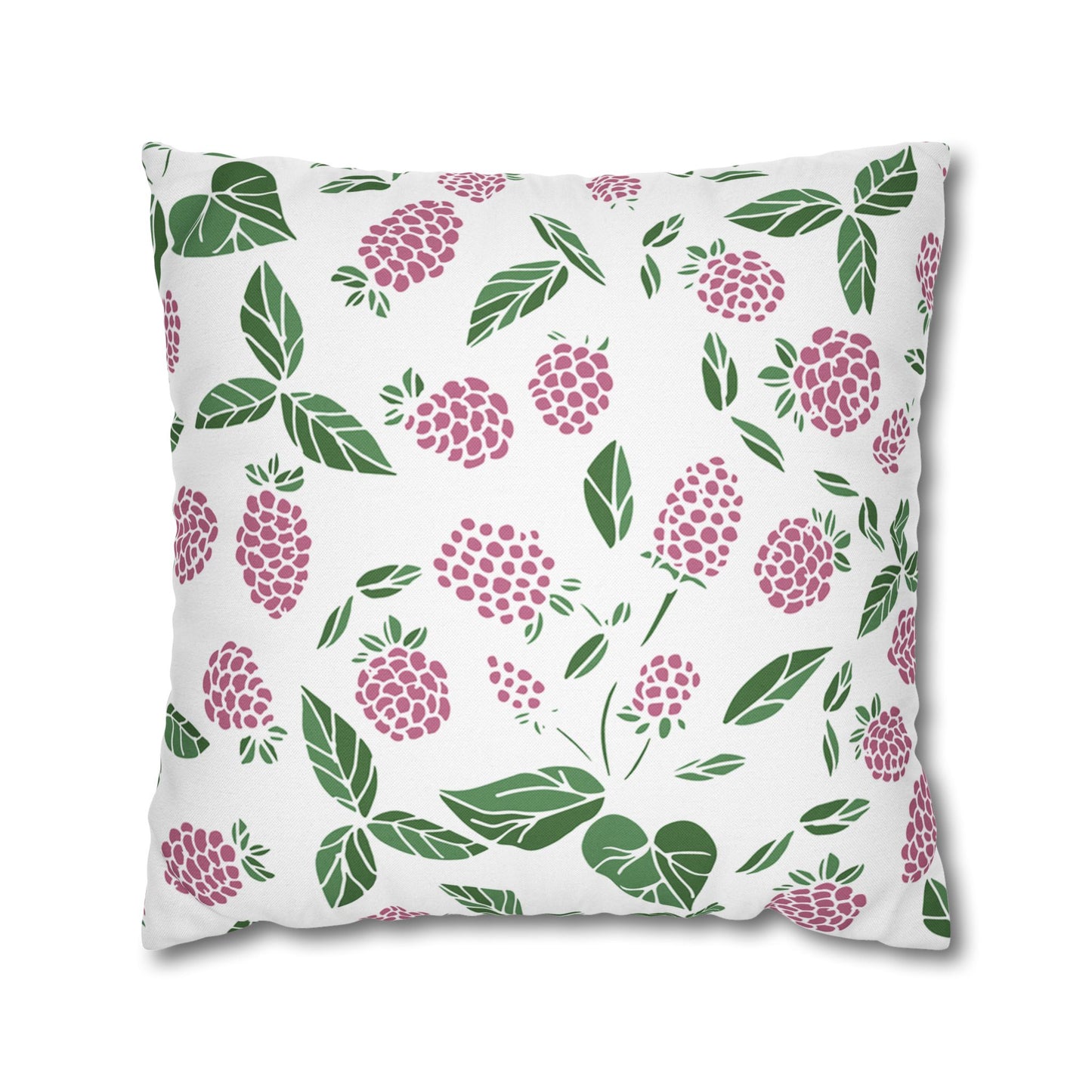 Pink Berry Printed Square Pillow Cover (no insert) - Multiple Sizes (14"x14", 16"x16", 18"x18", 20"x20"), Includes zipper closure