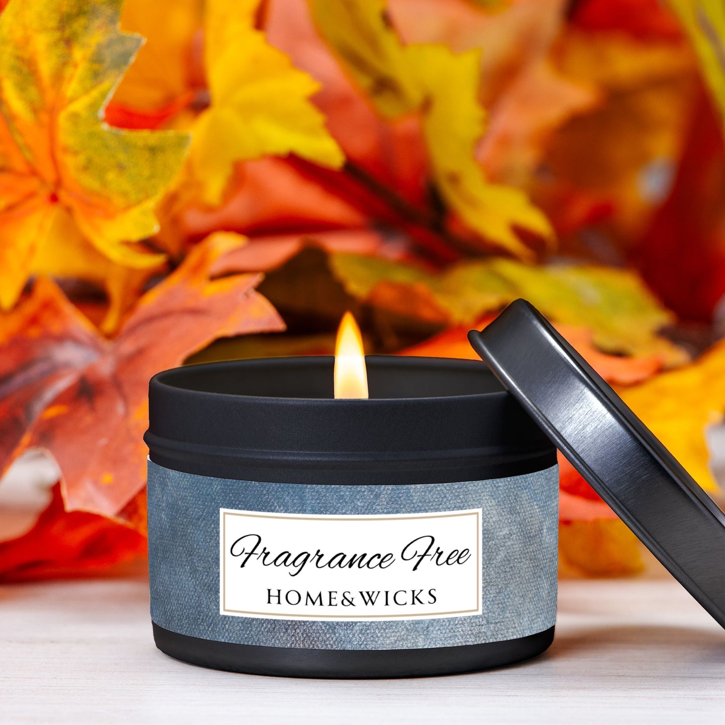 Fragrance Free Coconut Soy Wax Candle, 4 oz. Black Tin Jar with Lid - Unscented Coconut Soy Wax Candle