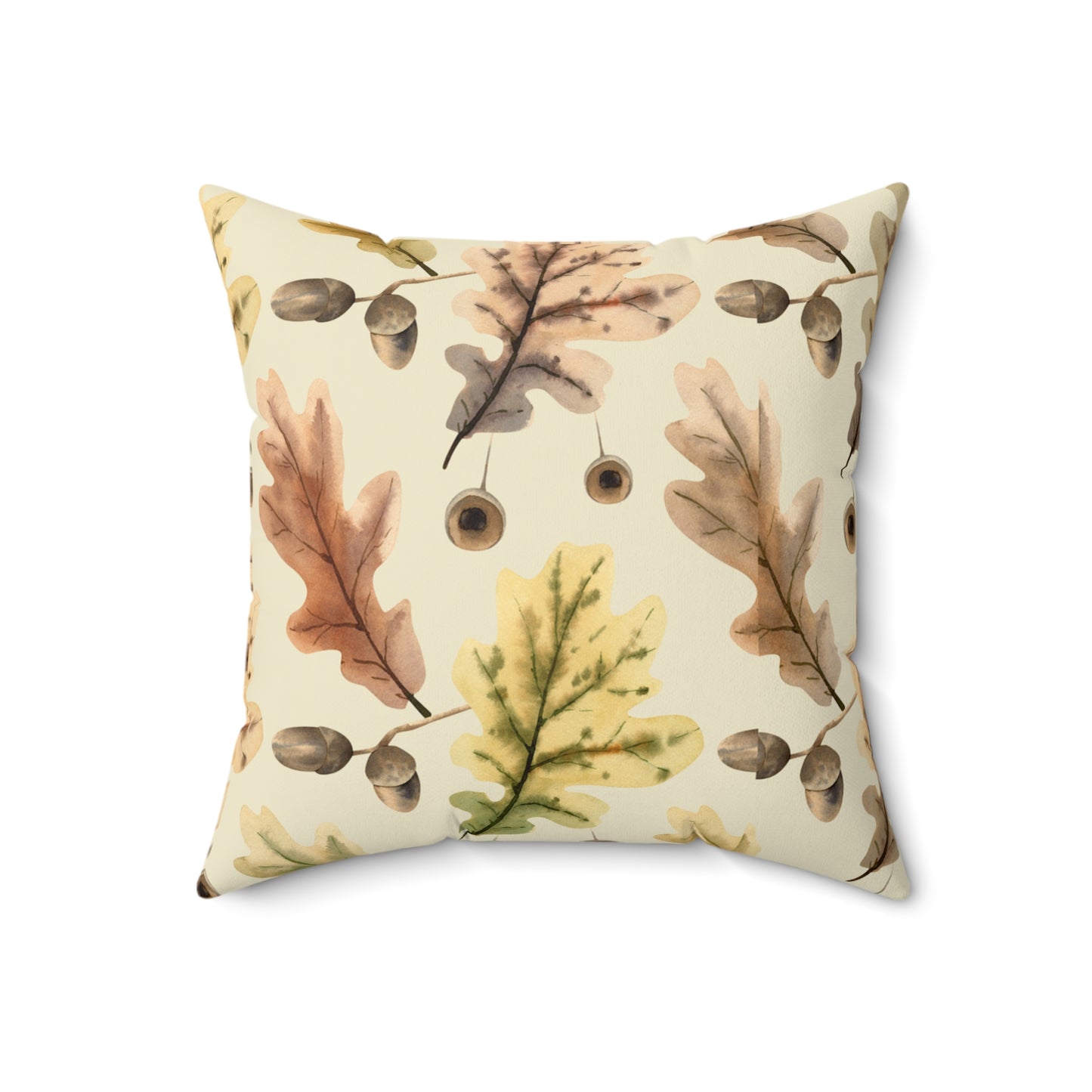 Oak Leaves Printed Square Pillow Cover with Insert - Multiple Sizes (14"x14", 16"x16", 18"x18", 20"x20"), Includes insert and zipper closure