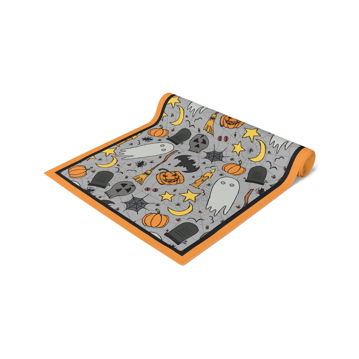 Halloween Fun Table Runner - 16" x 72" or 16" x 90" Size Options - Halloween Table Runner, Halloween Design Table Setting, Halloween Party Decor - Cotton Twill or Polyester choices