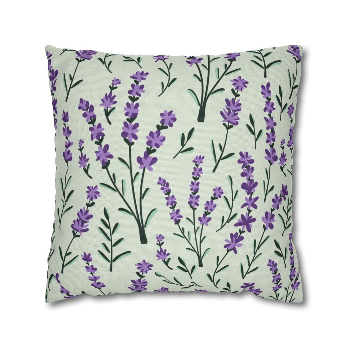 Lavender Sage Printed Square Pillow Cover (no insert) - Multiple Sizes (14"x14", 16"x16", 18"x18", 20"x20"), Includes zipper closure