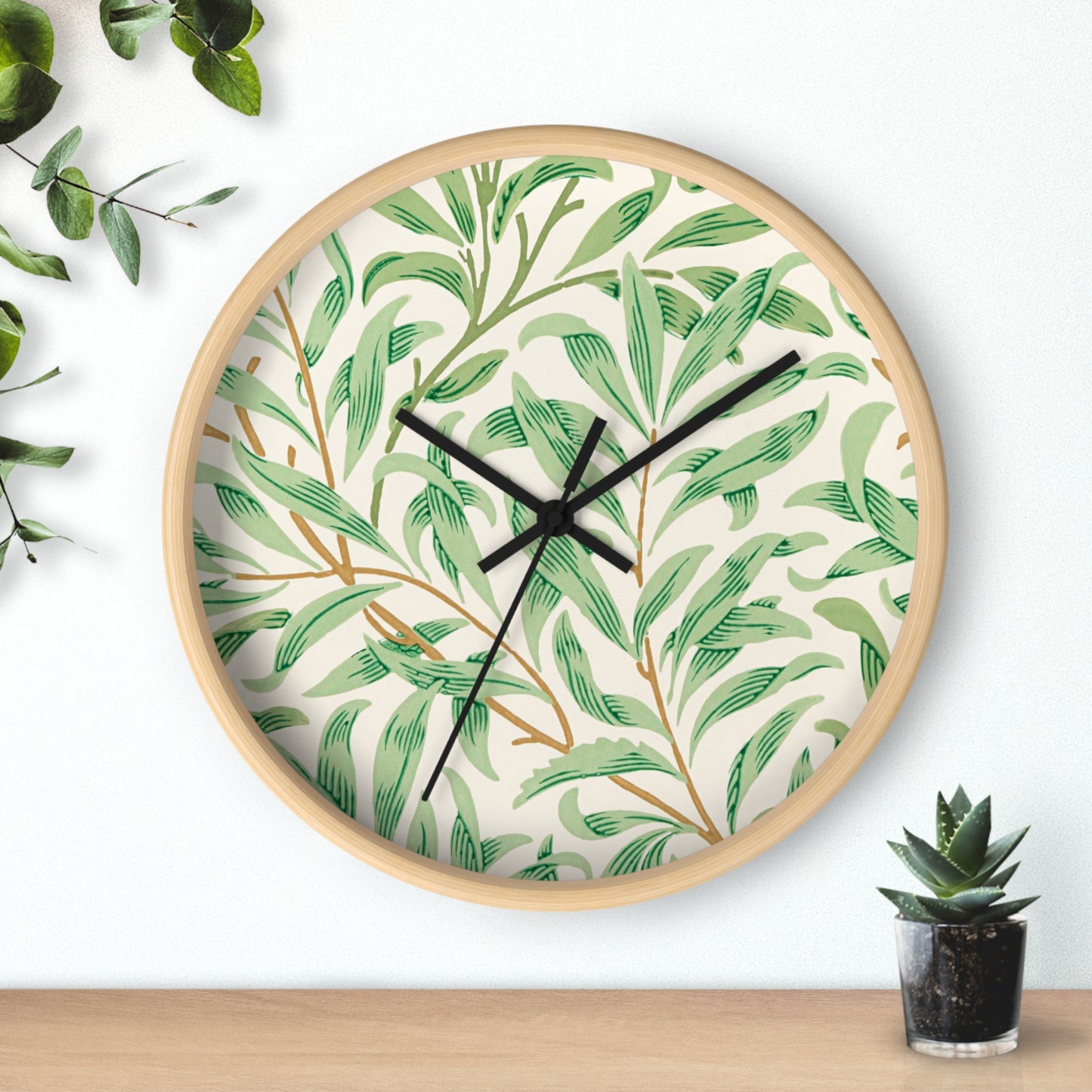Willow Boughs Wall Clock - Select from Black, White or Natural Wood Frame