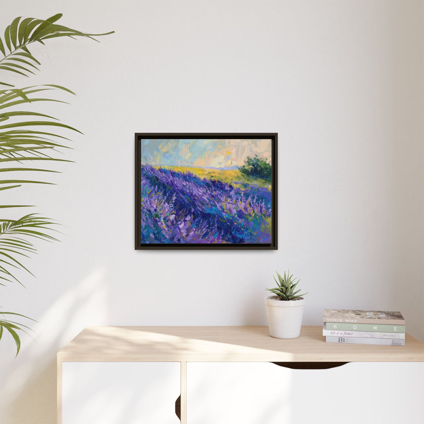Lavender Fields Framed Matte Canvas Art - Multiple Frame Colors & Size Options