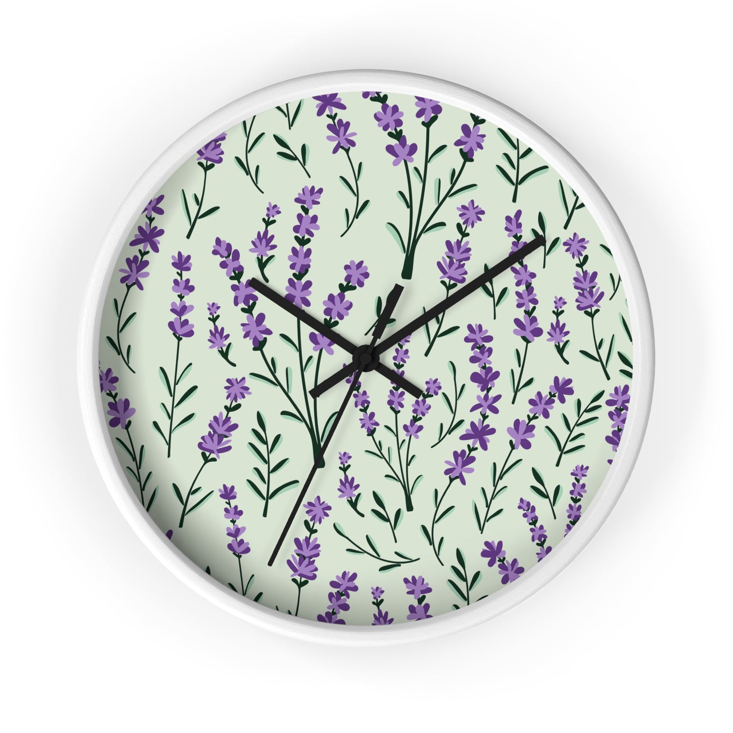 Lavender Sage Wall Clock - Select from Black, White or Natural Wood Color
