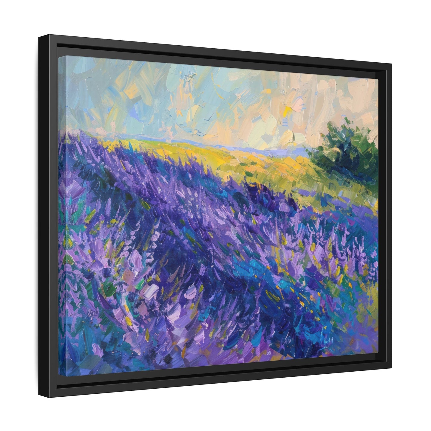 Lavender Fields Framed Matte Canvas Art - Multiple Frame Colors & Size Options