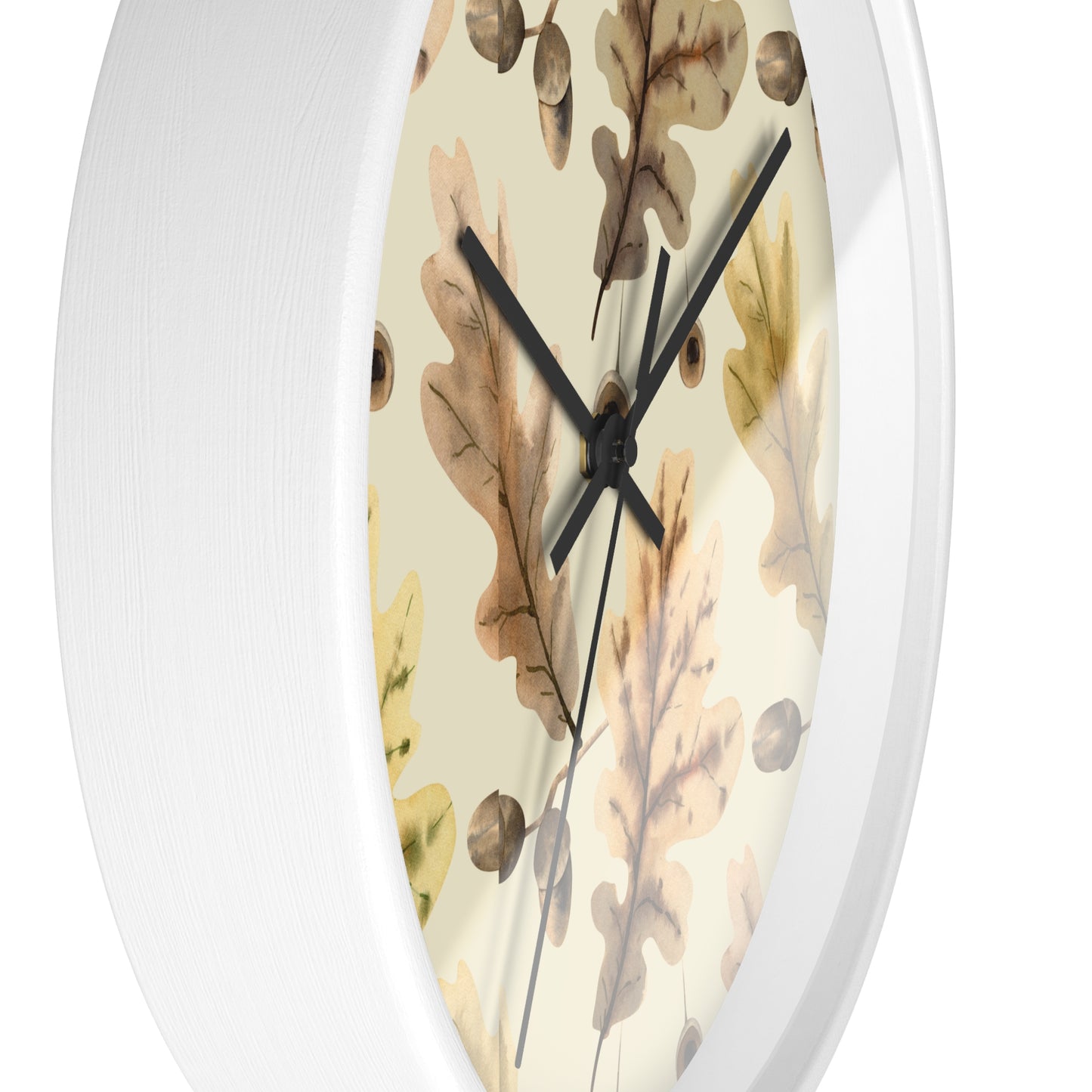 Oak Leaves Wall Clock - Select from Black, White or Natural Wood Color