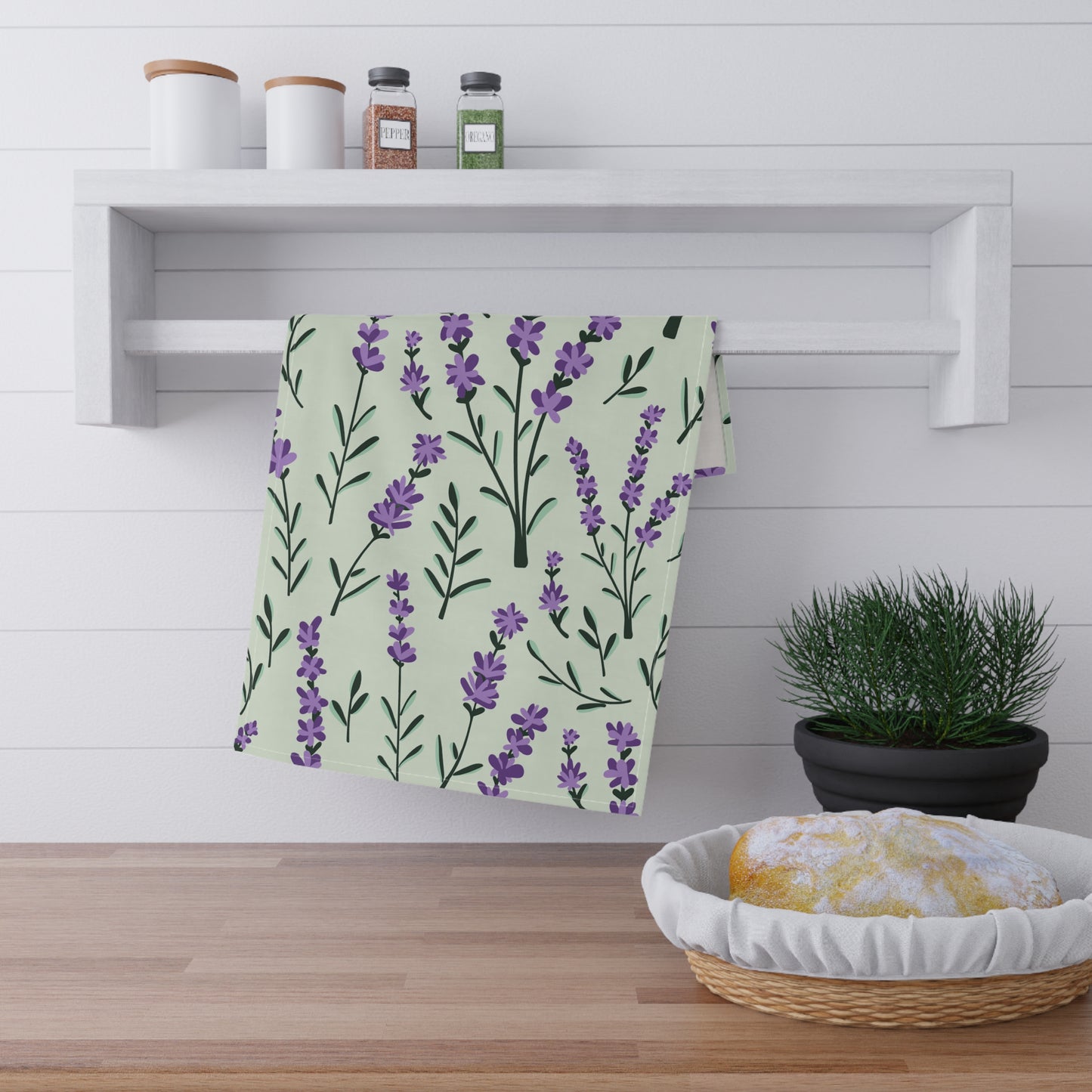 Lavender Sage Printed Tea Towels - 100% Cotton Twill, 18" x 30"