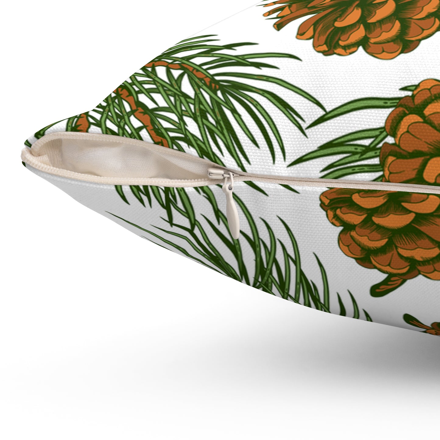 Needles & Cones Printed Square Pillow Cover with Insert - Multiple Sizes (14"x14", 16"x16", 18"x18", 20"x20"), Includes insert and zipper closure