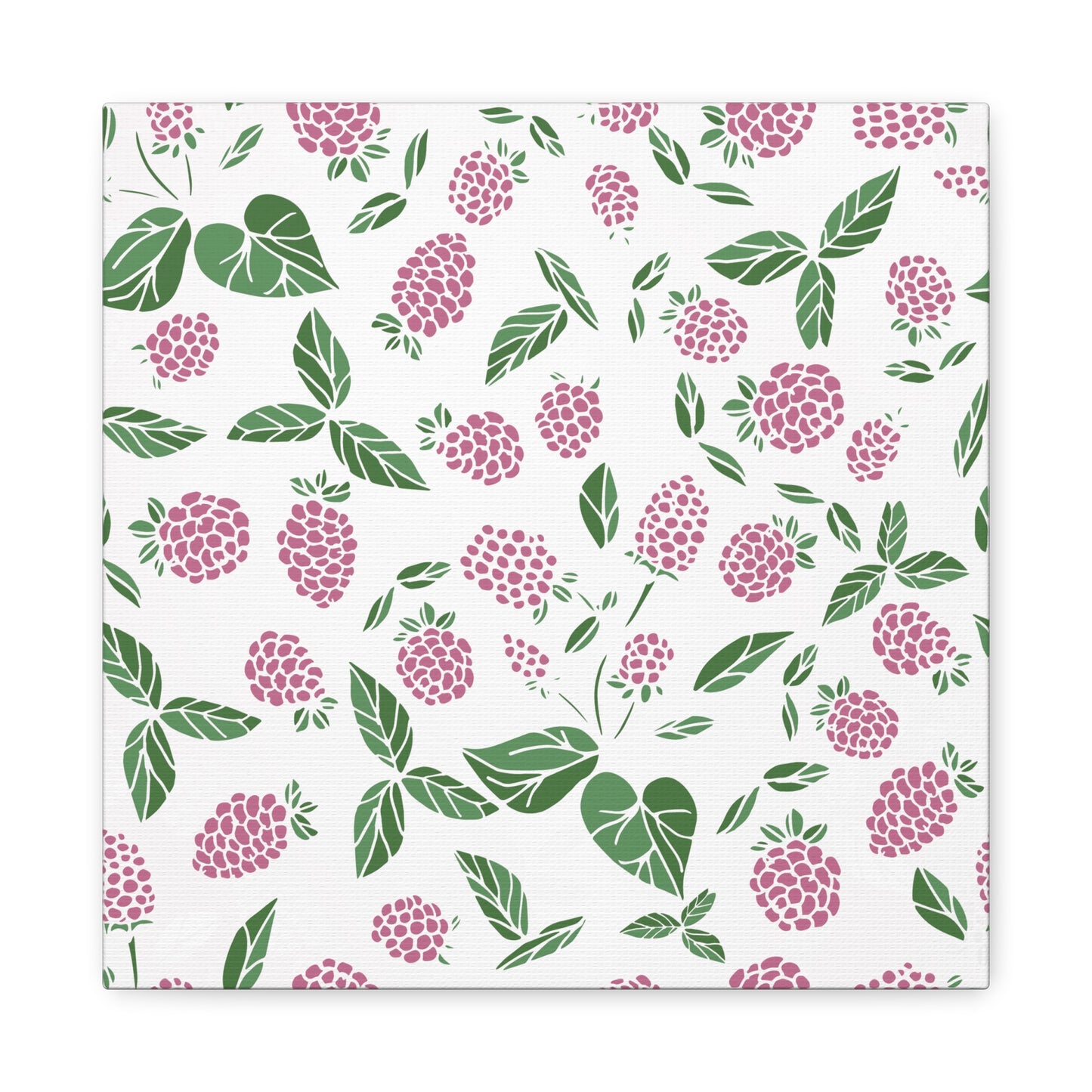 Pink Berry Canvas Wall Art Print - Multiple Sizing Options - Pink & White Art Canvas, Raspberry Print Decor, Gift for her