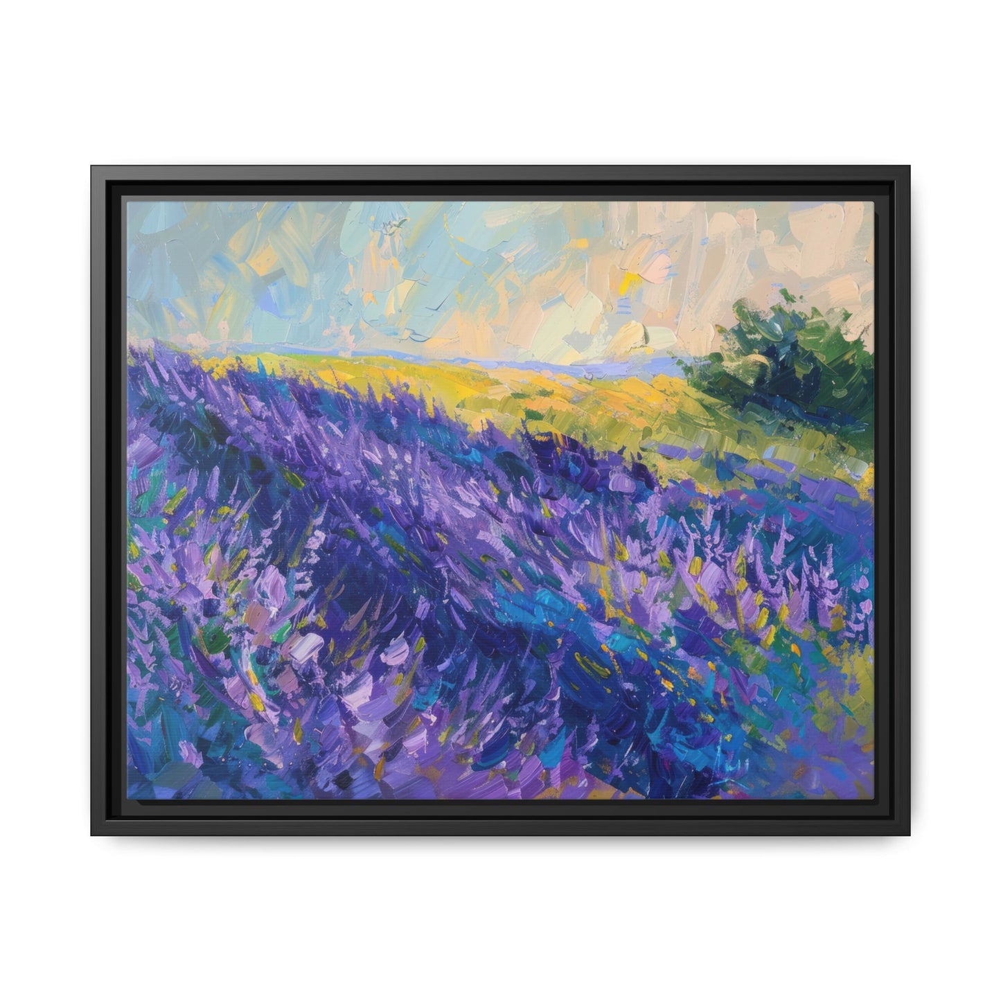 Lavender Fields Framed Matte Canvas Art - Multiple Frame Colors & Size Options