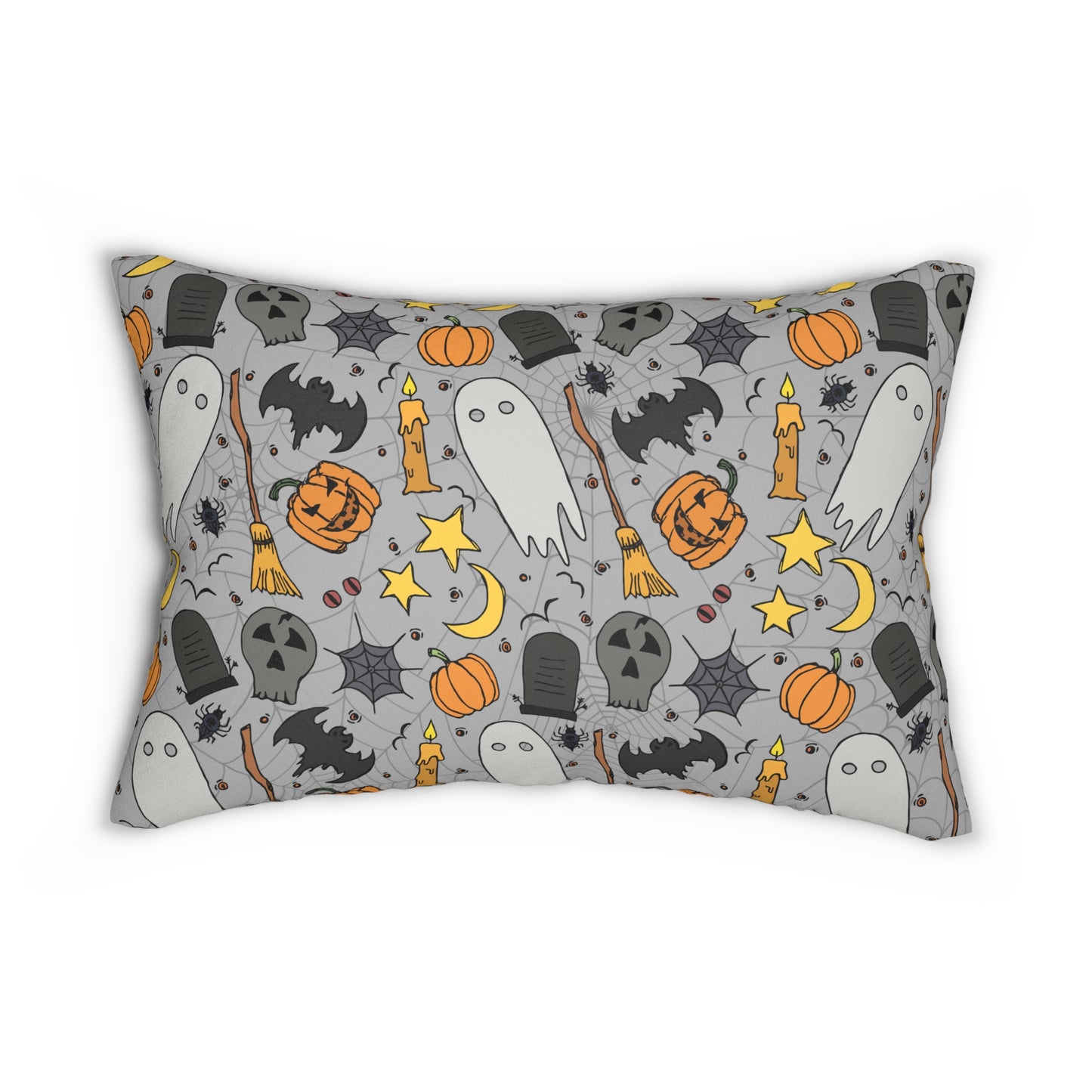 Halloween Fun Lumbar Pillow - Spooky Home Decor, Halloween Throw Pillow, Home Accent, Ghost and Pumpkin Design, Cozy Living Room Decor, Halloween Decorative Pillow