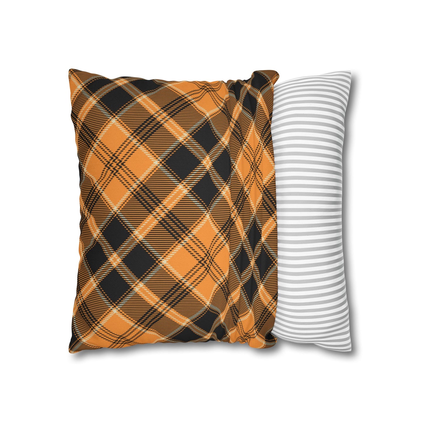 Halloween Plaid Pillow Cover (no insert) - Multiple Sizes (14"x14", 16"x16", 18"x18", 20"x20") Autumn Fall Plaid Pillowcase, Halloween Home Decor, Seasonal Cushion Cover, Perfect for Thanksgiving and Fall Decor, Home Gift for Halloween