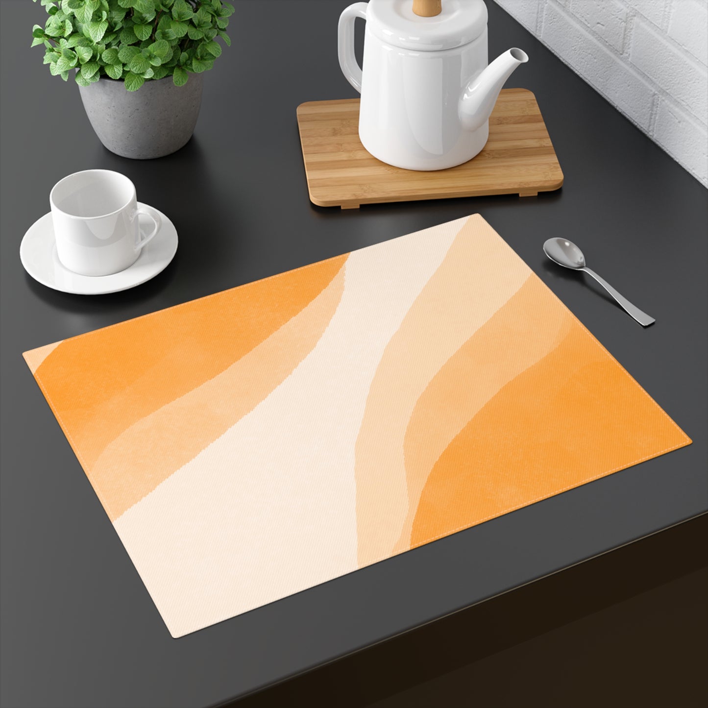 Orange Creamsicle Placemat - 18" × 14" Cotton Twill - 1 count Modern Geometric Design, Table Decor for Home, Kitchen Essentials, Summer Parties, Gift Idea