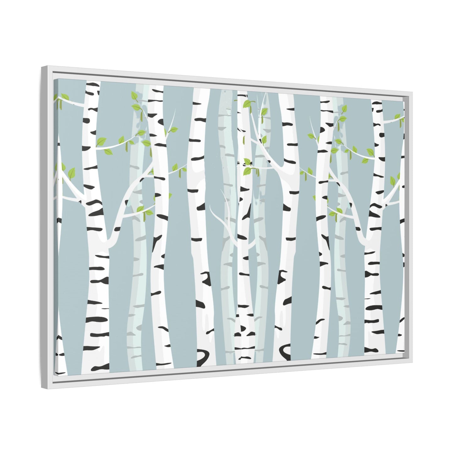 White Birch Framed Matte Canvas Art - Multiple Frame Colors & Size Options