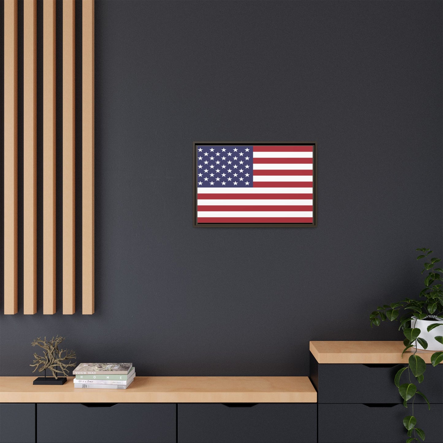 American Flag Framed Canvas Wall Art, Multiple Sizing Options with 1.25" depth - Patriotic Home Decor, USA Flag Artwork, Independence Day Decoration, Gift for Veterans