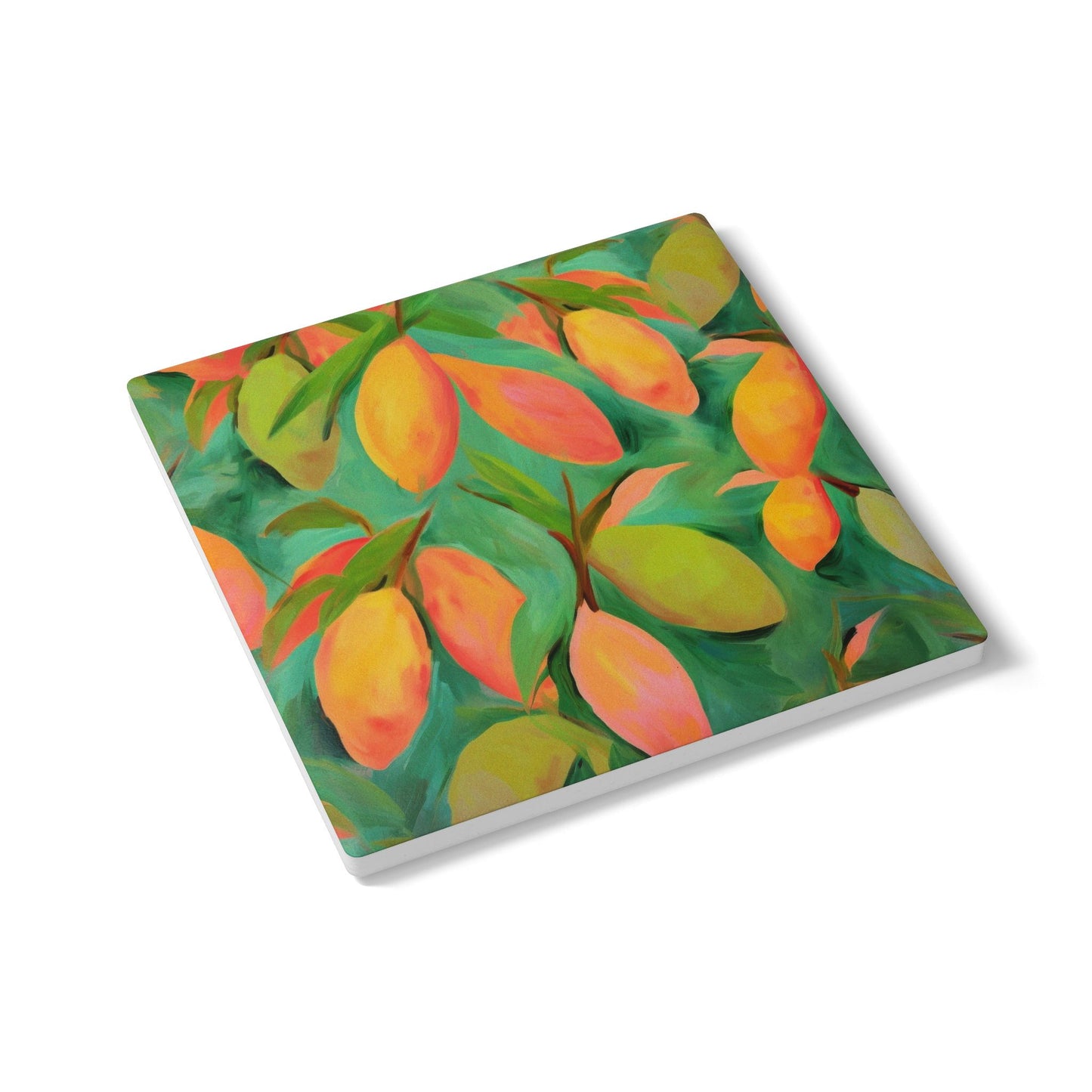 Mangoes - Ceramic Tile Coaster, Cork Backed - Round or Square Size Choices, Perfect for Home Decor & Gifts - Priced per coaster