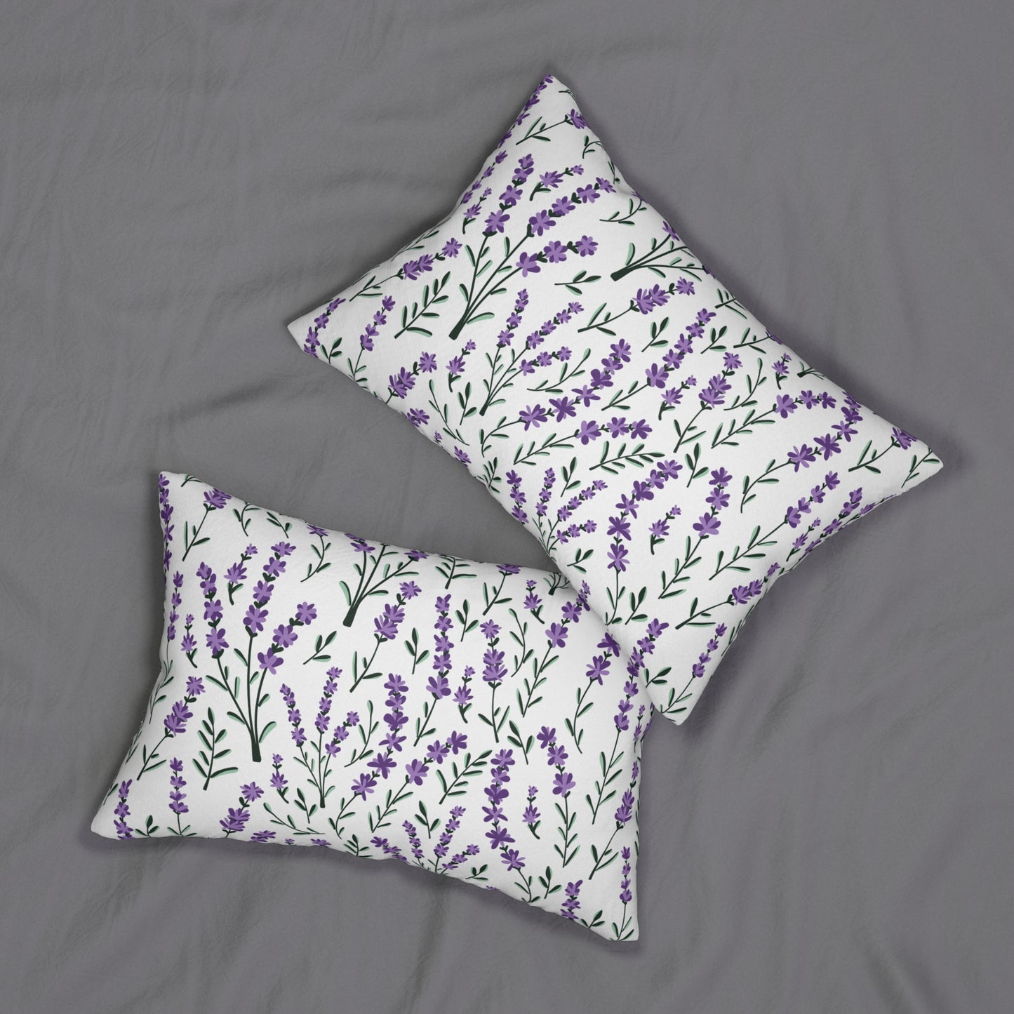 Lavender White Printed Lumbar Pillow with Insert (20" x 14") - Includes insert and zipper closure