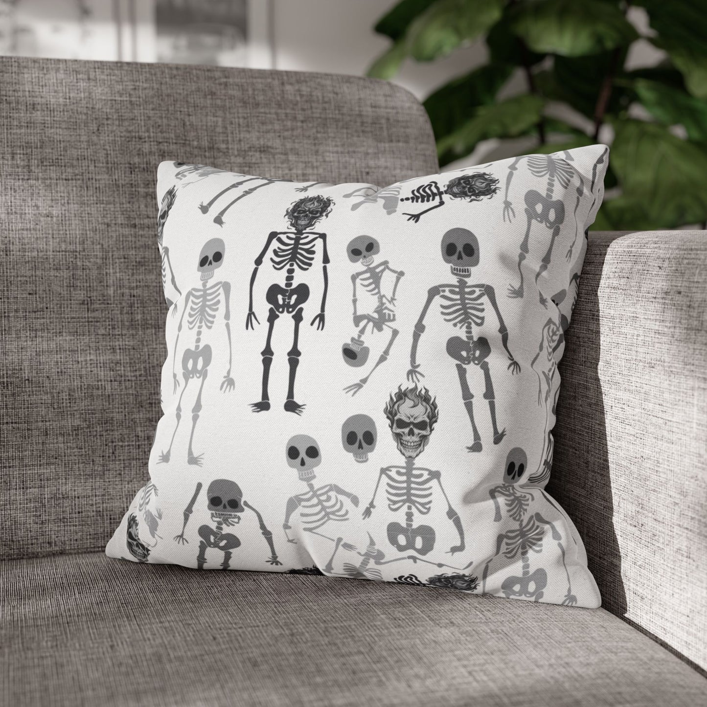 Skeletons Pillow Cover (no insert) - Multiple Sizes (14"x14", 16"x16", 18"x18", 20"x20") - Halloween Home Decor, Skeleton Throw Pillow, Halloween Throw Pillow Cover, Spooky Gift Idea, Unique Pillow Cover - Price for 1 pillow cover
