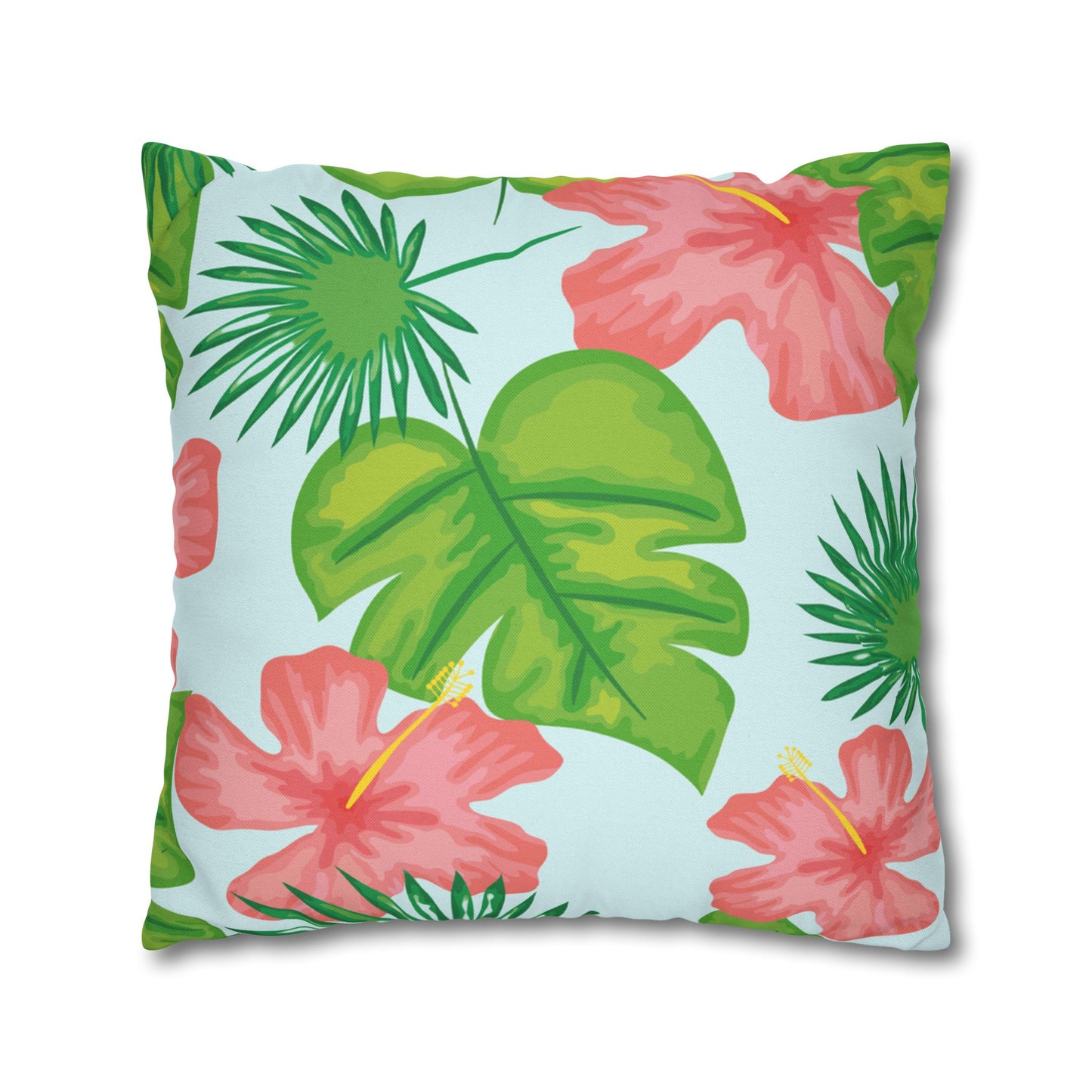 Tropical Island Printed Square Pillow Cover (no insert) - Multiple Sizes (14"x14", 16"x16", 18"x18", 20"x20"), Includes zipper closure