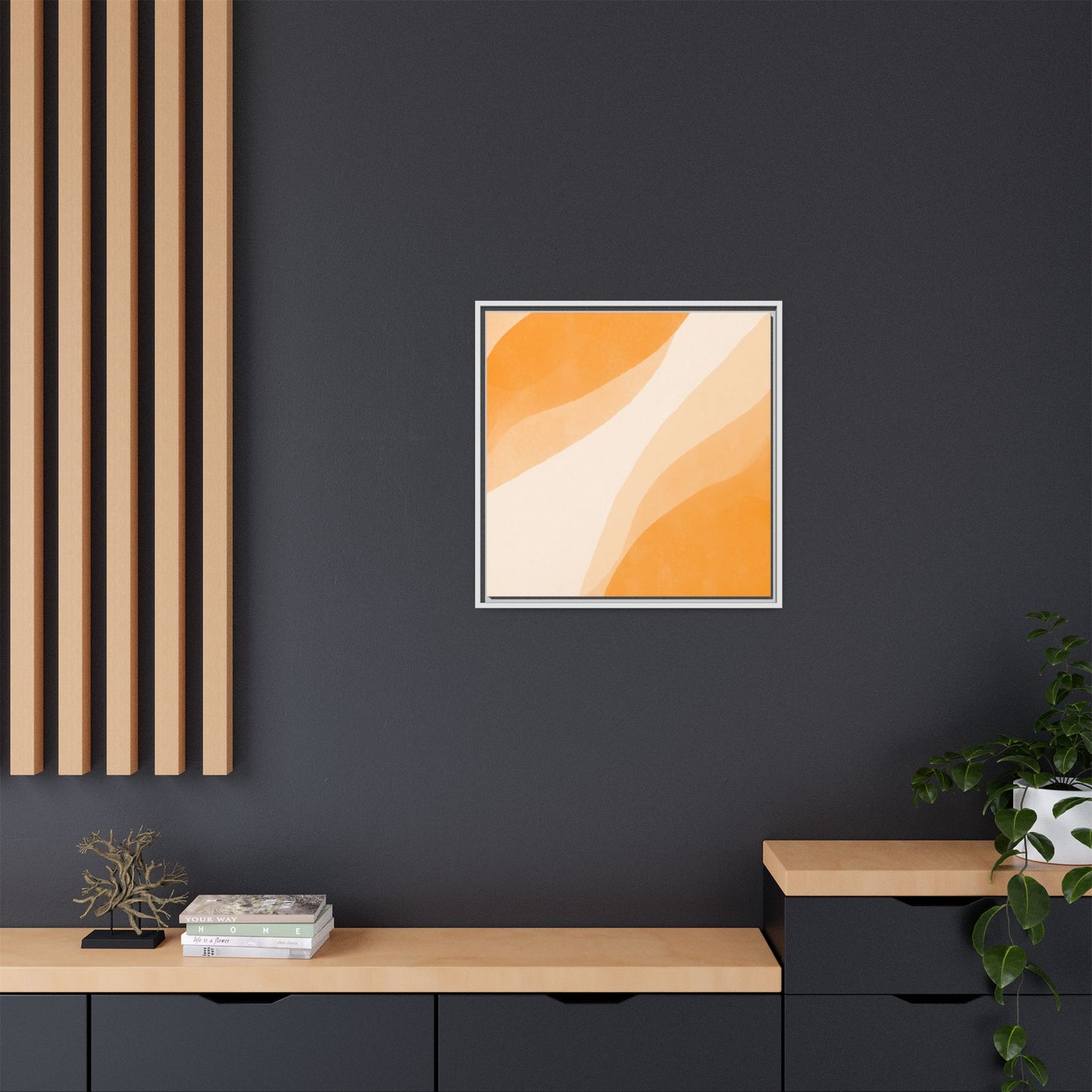 Orange Creamsicle Framed Matte Canvas Art - Multiple Frame Colors & Size Options