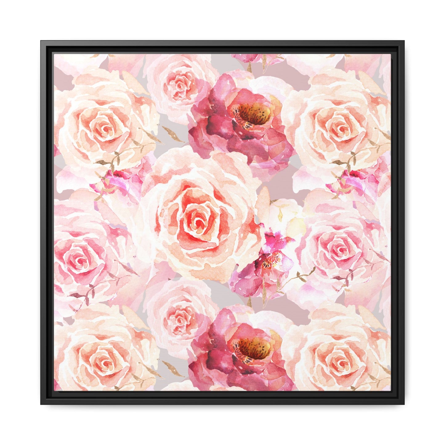Bohemian Rose Framed Matte Canvas Art - Multiple Frame Colors & Size Options