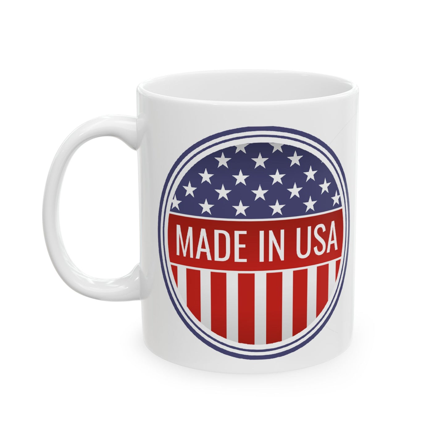 Made in USA Mug - 11 oz. & 15 oz. size options - Patriotic Ceramic Mug, Independence Day Gift, American Flag Coffee Cup, USA Drinkware