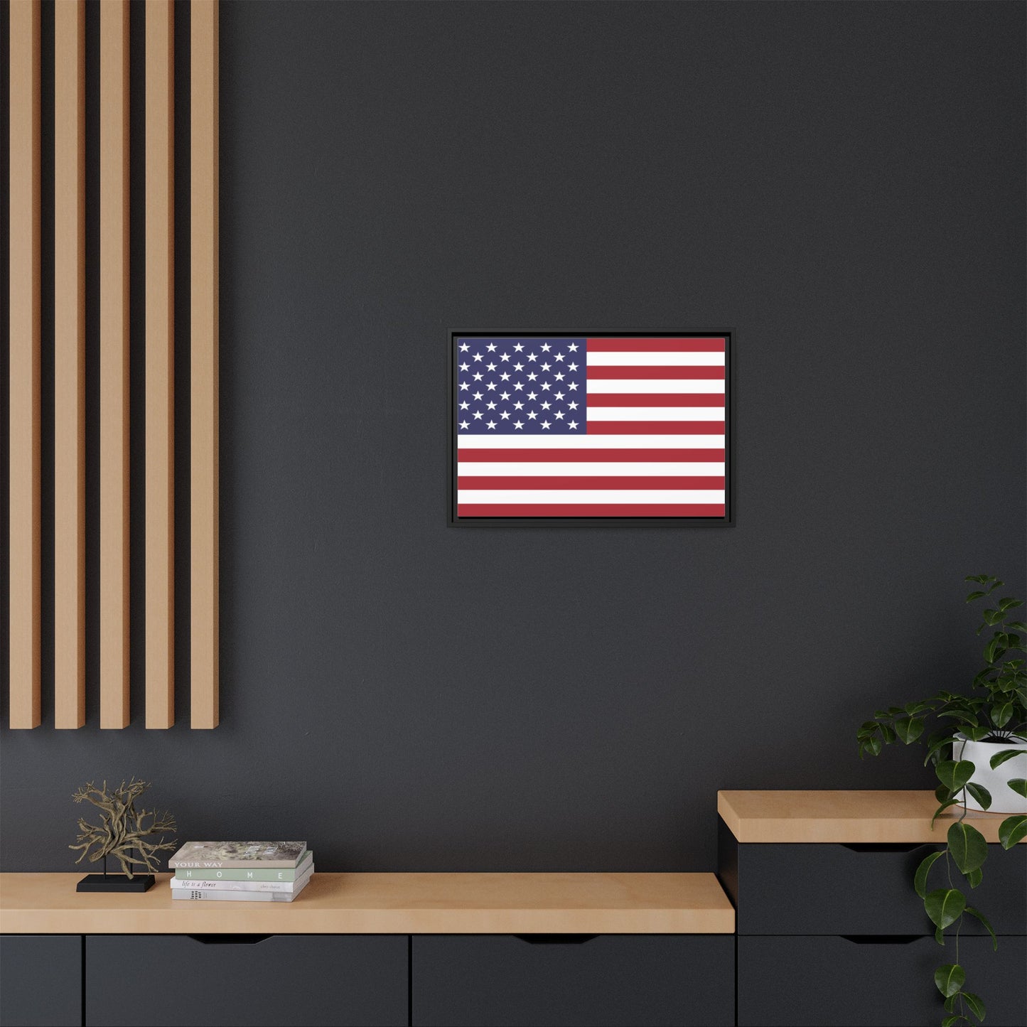 American Flag Framed Canvas Wall Art, Multiple Sizing Options with 1.25" depth - Patriotic Home Decor, USA Flag Artwork, Independence Day Decoration, Gift for Veterans