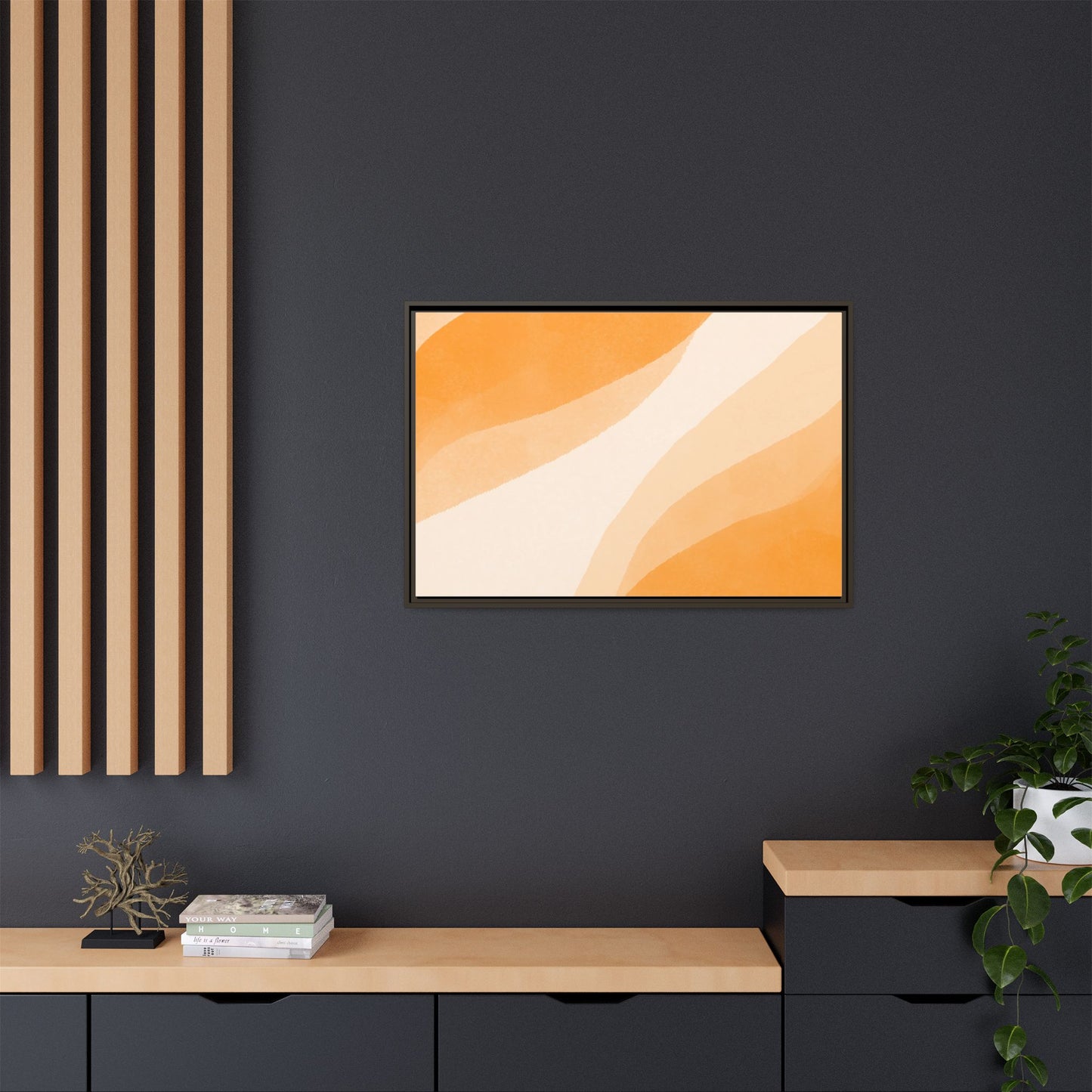 Orange Creamsicle Framed Matte Canvas Art - Multiple Frame Colors & Size Options