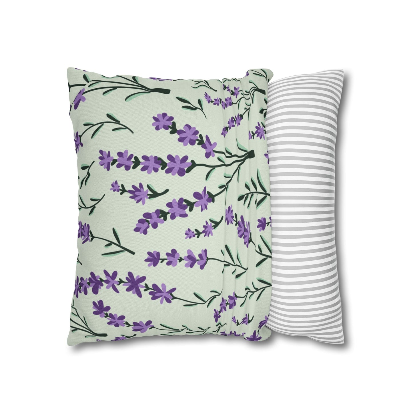 Lavender Sage Printed Square Pillow Cover (no insert) - Multiple Sizes (14"x14", 16"x16", 18"x18", 20"x20"), Includes zipper closure