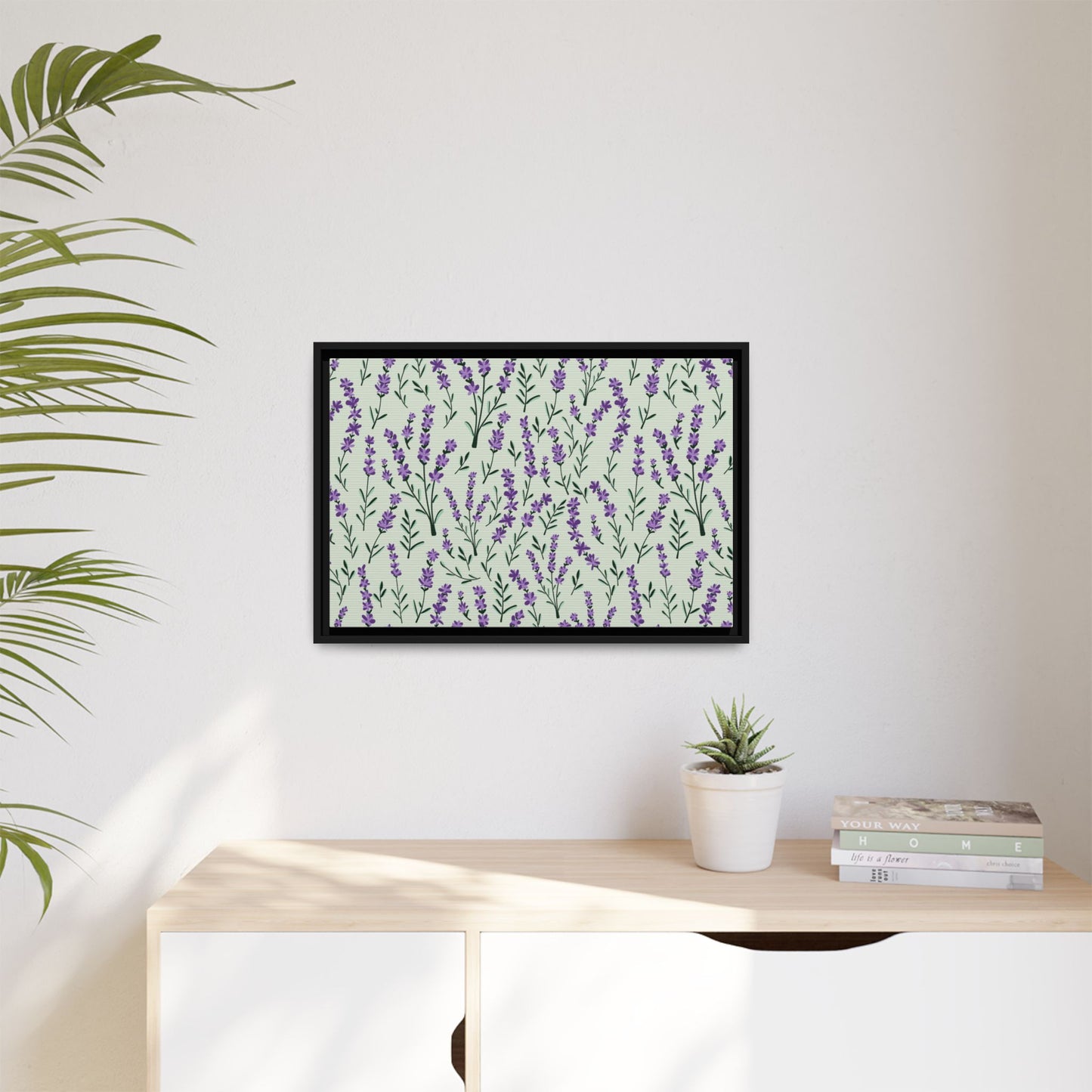 Lavender Sage Framed Matte Canvas Art - Multiple Frame Color & Size Options