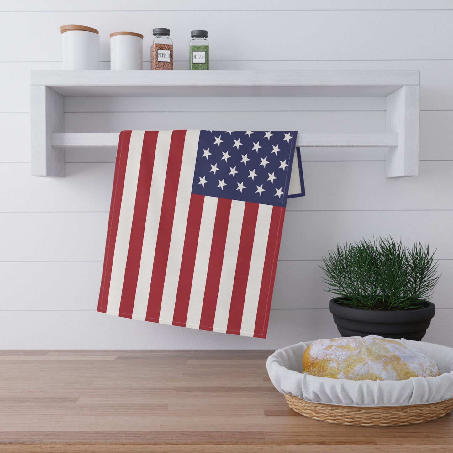 American Flag Tea Towel - Patriotic Cotton Kitchen Towels, USA Flag Dish Towels, Fourth of July Decor, Americana Home Accessories