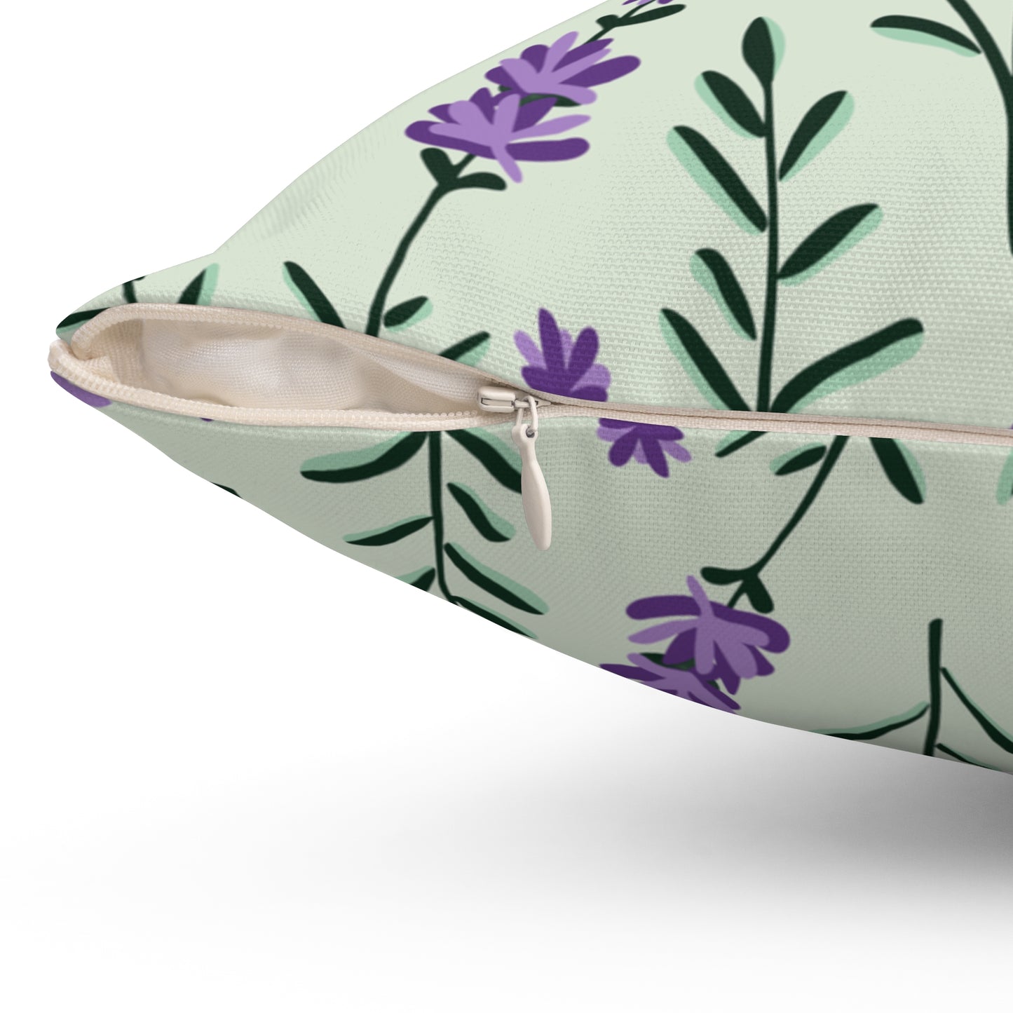 Lavender Sage Printed Square Pillow Cover with Insert - Multiple Sizes (14"x14", 16"x16", 18"x18", 20"x20"), Includes insert and zipper closure
