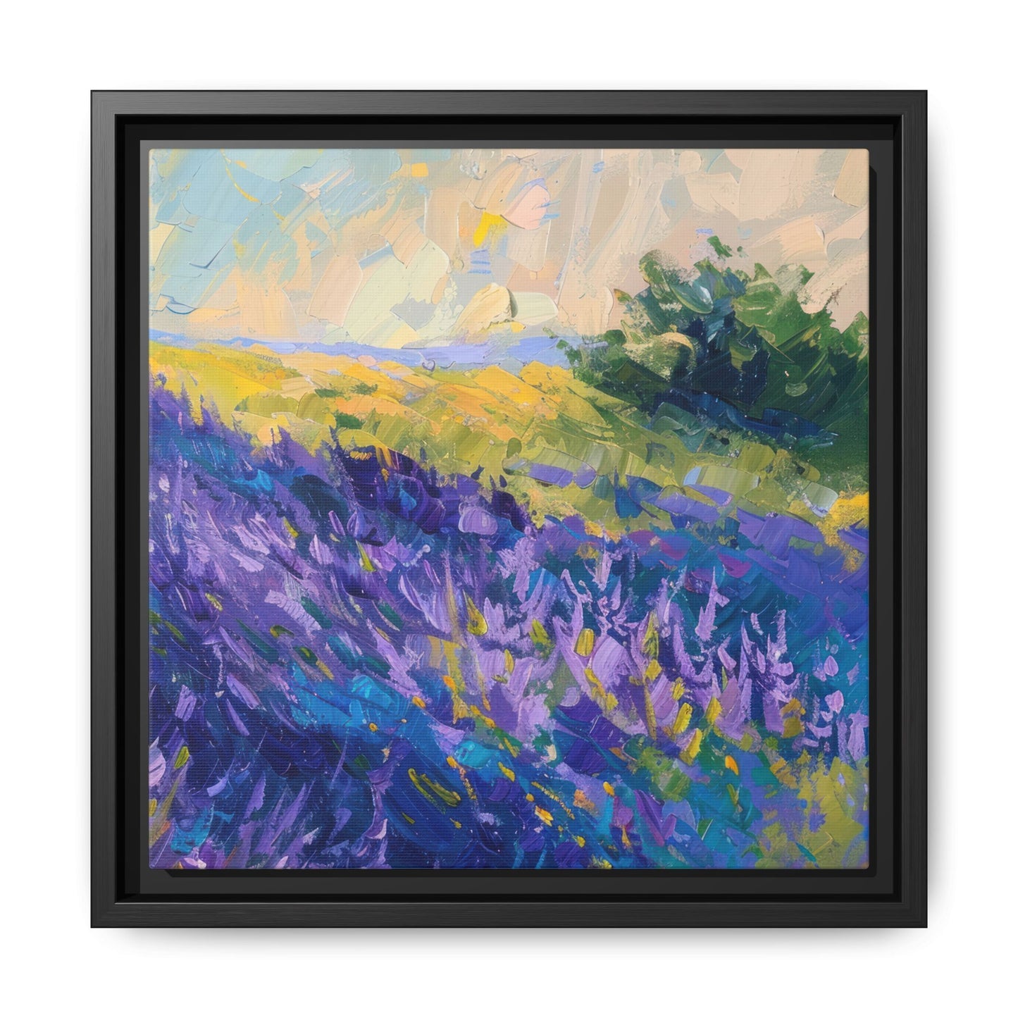 Lavender Fields Framed Matte Canvas Art - Multiple Frame Colors & Size Options