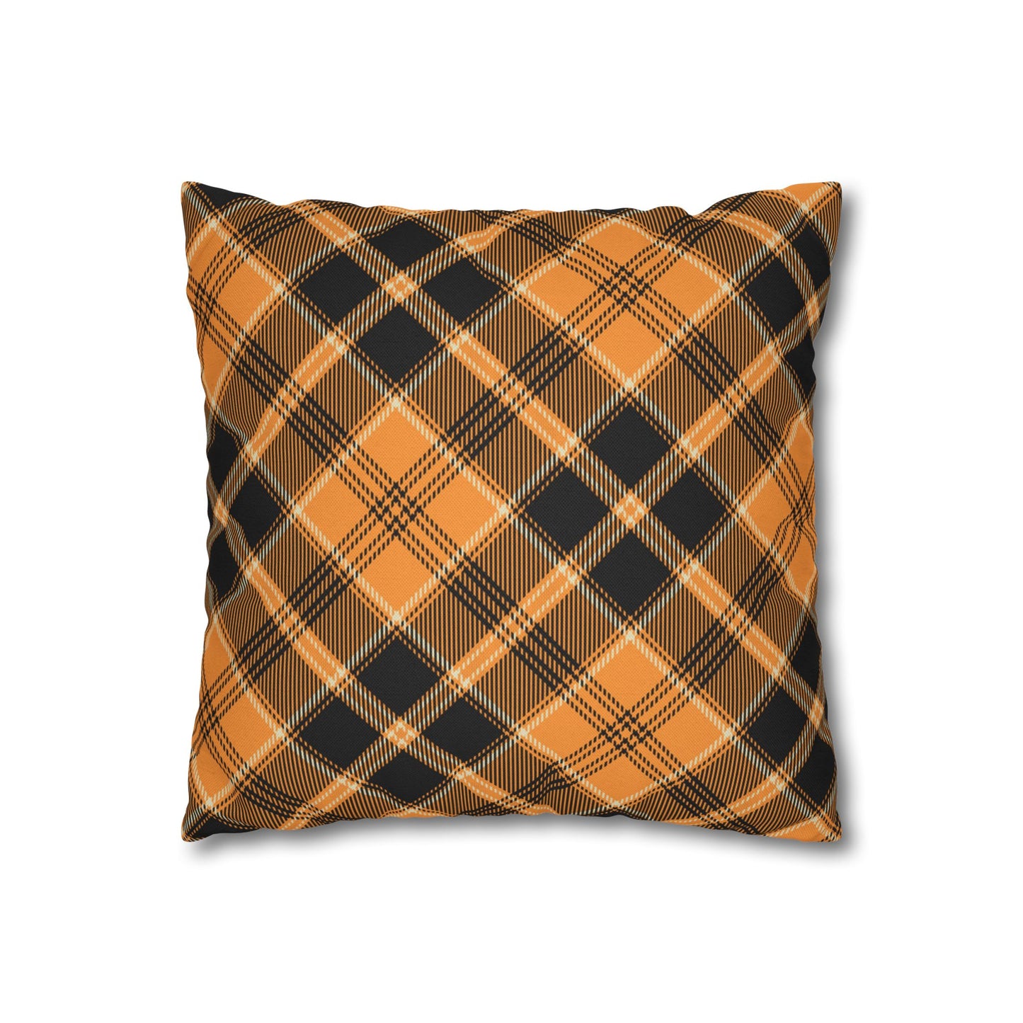 Halloween Plaid Pillow Cover (no insert) - Multiple Sizes (14"x14", 16"x16", 18"x18", 20"x20") Autumn Fall Plaid Pillowcase, Halloween Home Decor, Seasonal Cushion Cover, Perfect for Thanksgiving and Fall Decor, Home Gift for Halloween