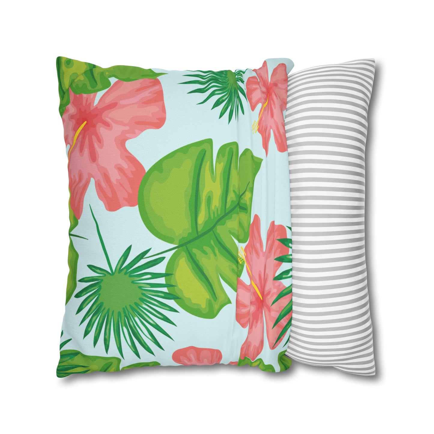 Tropical Island Printed Square Pillow Cover (no insert) - Multiple Sizes (14"x14", 16"x16", 18"x18", 20"x20"), Includes zipper closure