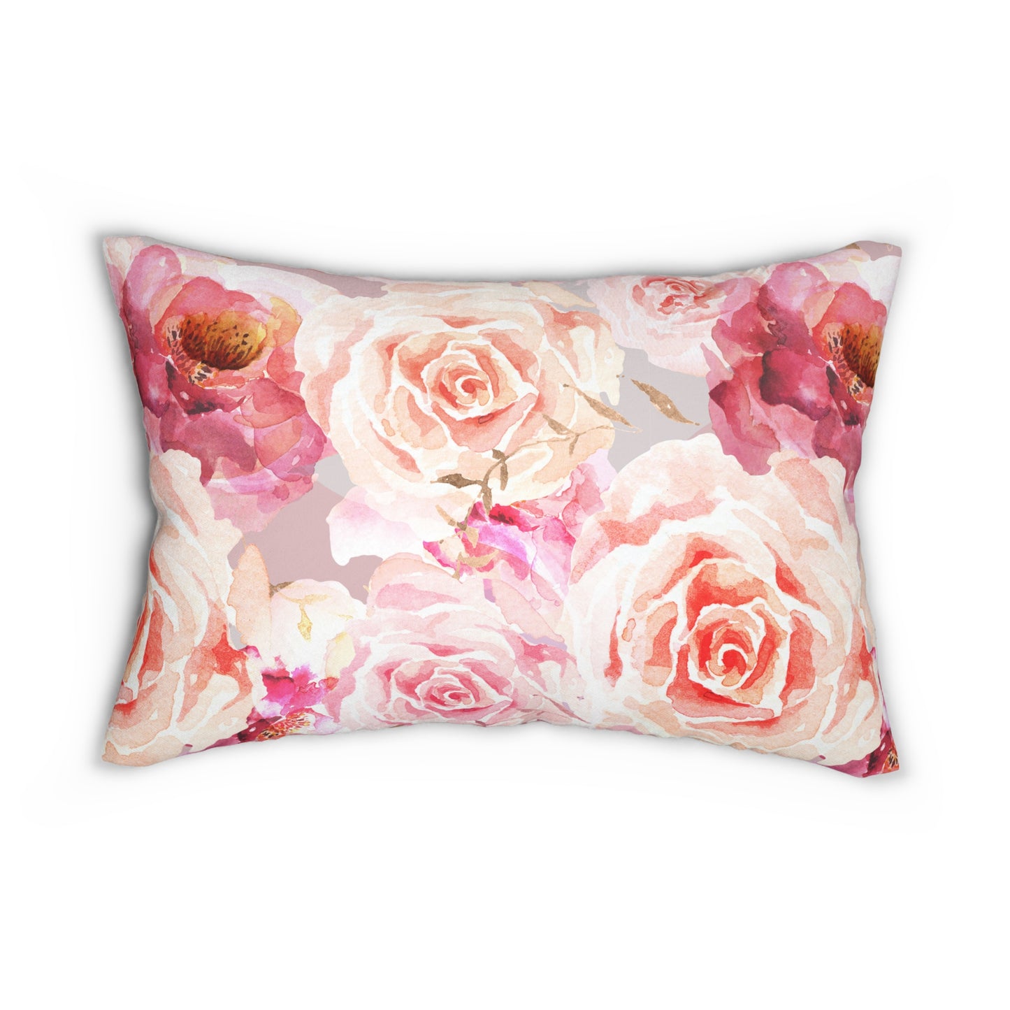 Bohemian Rose Printed Lumbar Pillow with Insert (20" x 14") - Includes insert and zipper closure