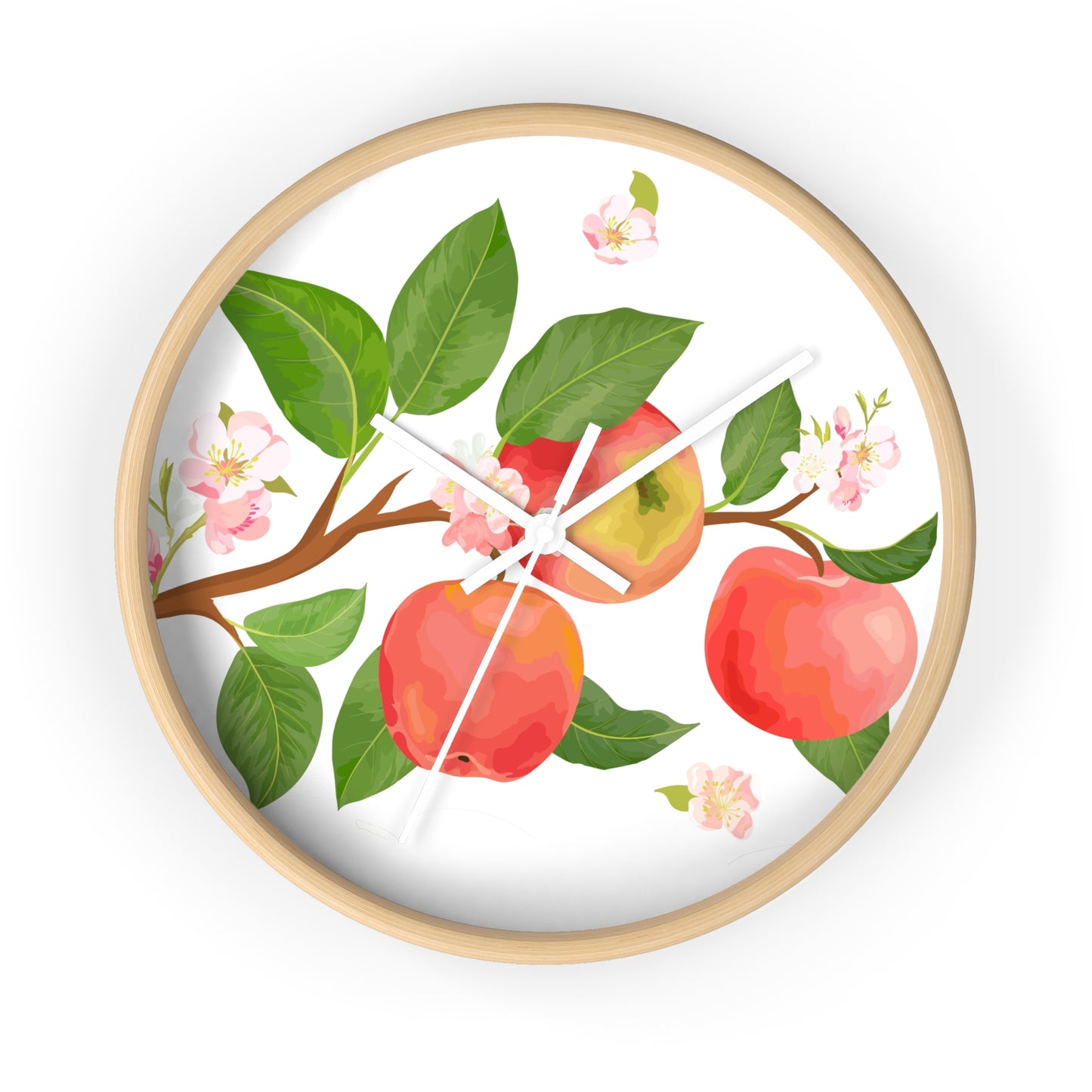 Apple Harvest Wall Clock - Select from Black, White or Natural Wood Color
